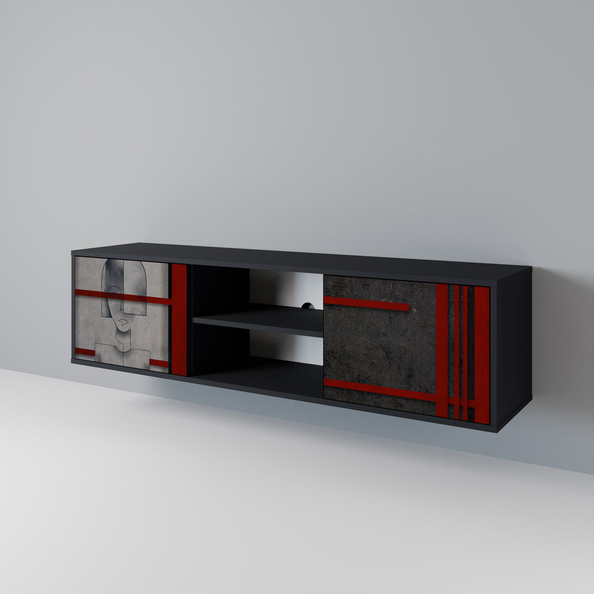 GRAY FIGURES Dvoudveřový TV stolek