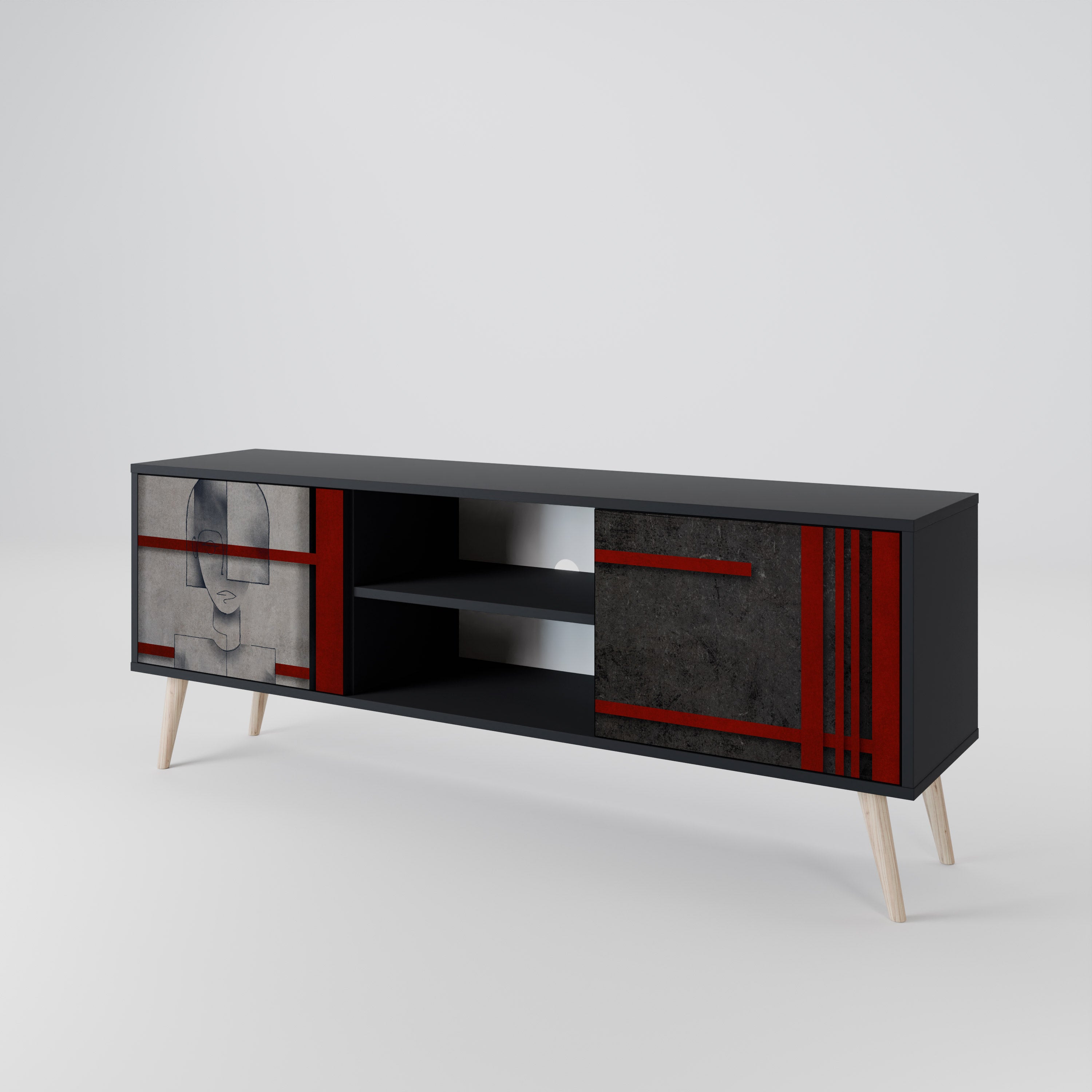 GRAY FIGURES 2-Door TV Cabinet