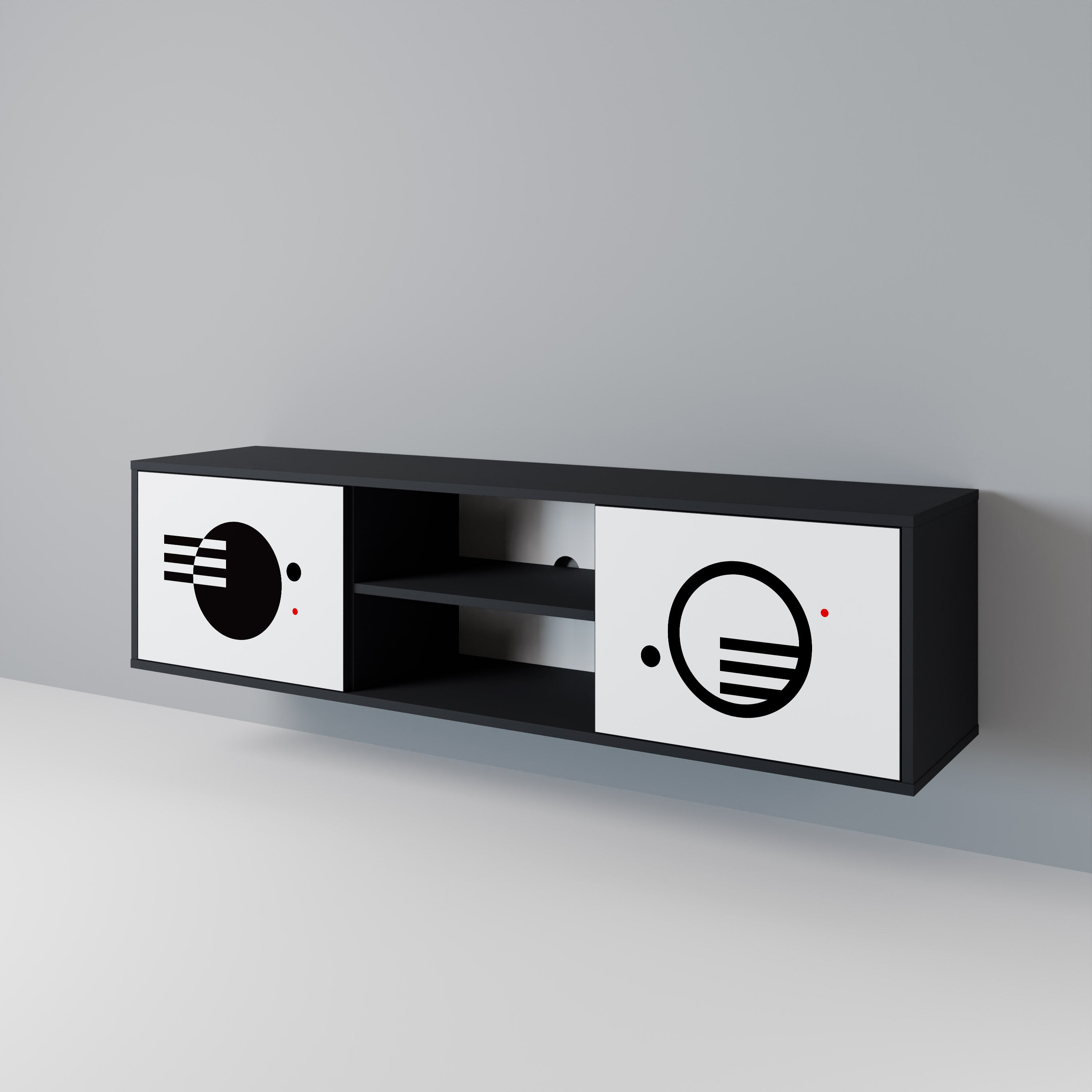 BLACK AND WHITE COMBINATION 2-Door TV Cabinet