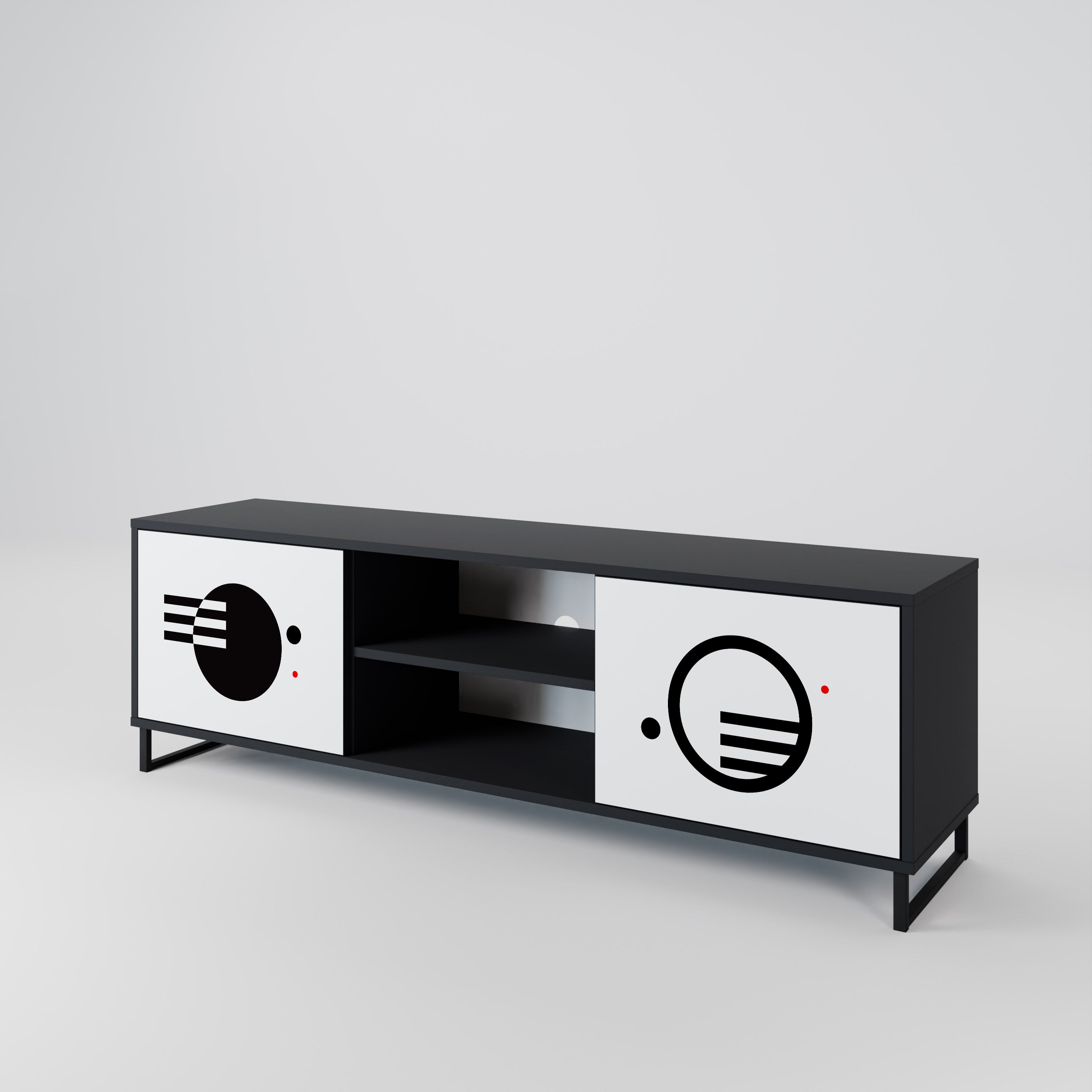 BLACK AND WHITE COMBINATION 2-Door TV Cabinet