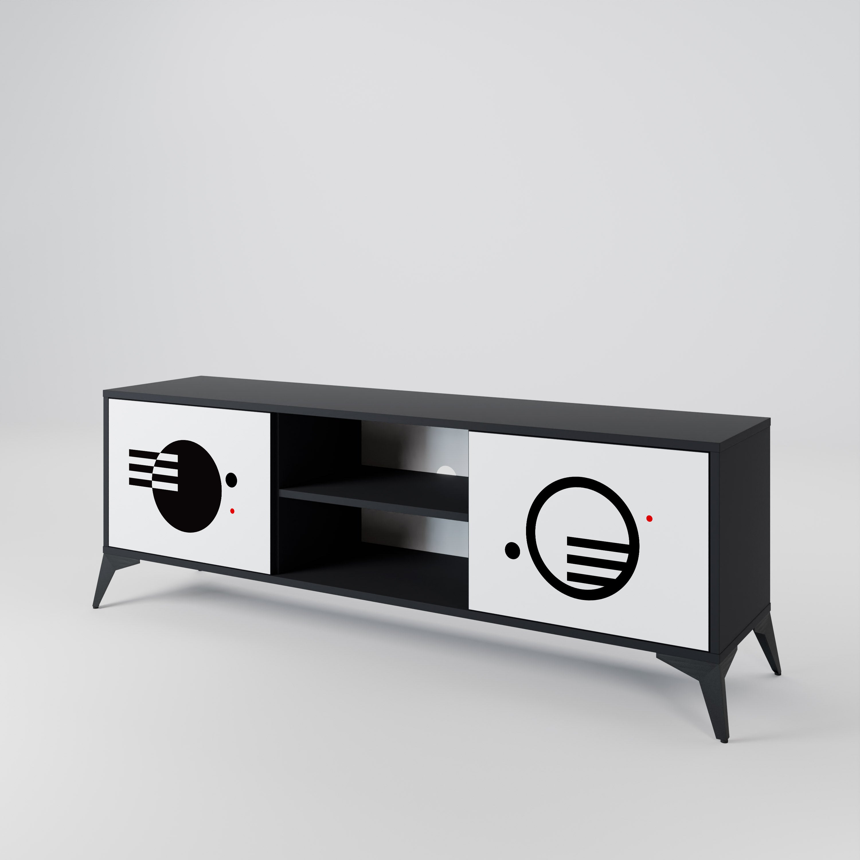 BLACK AND WHITE COMBINATION 2-Door TV Cabinet