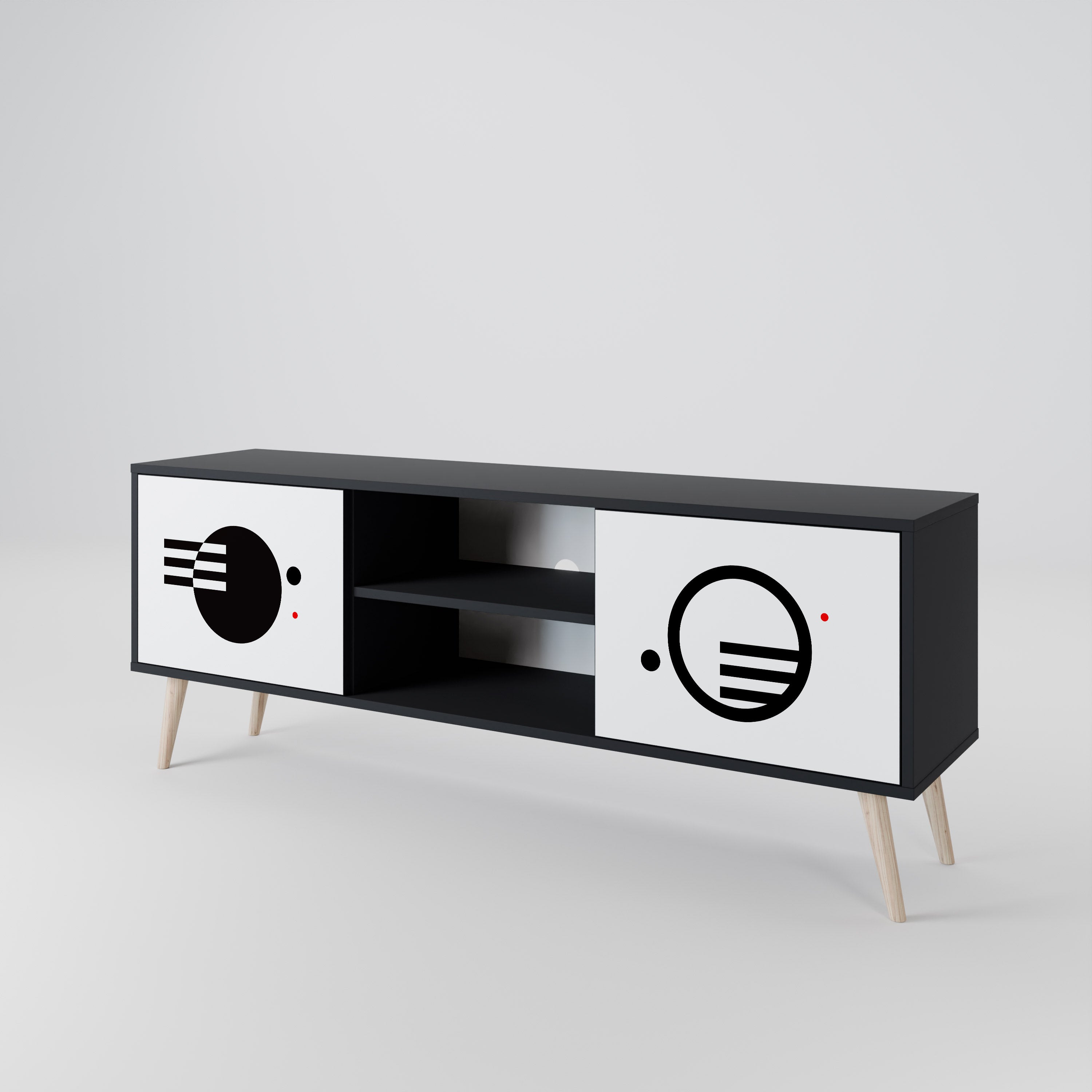 BLACK AND WHITE COMBINATION 2-Door TV Cabinet