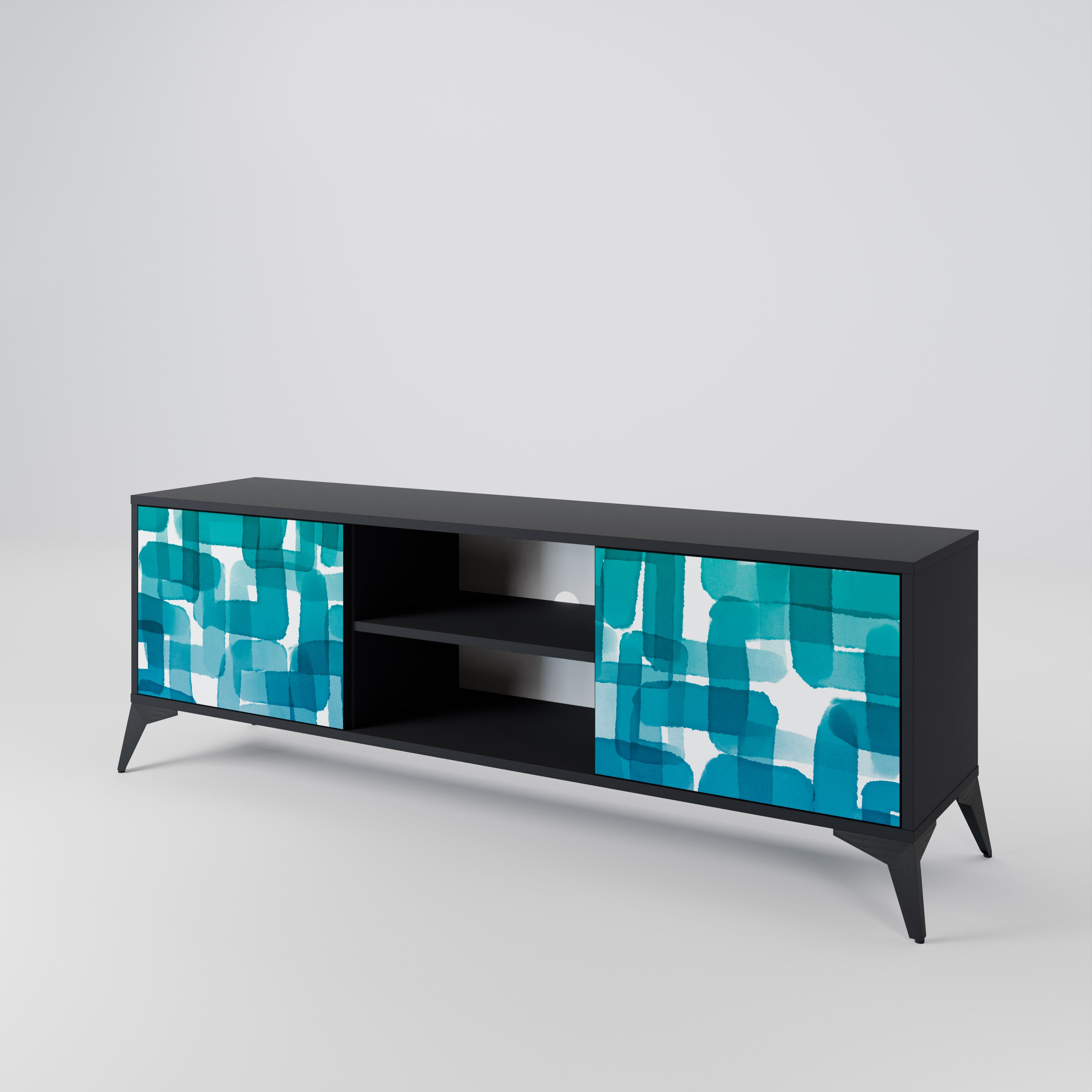TURQUOISE RECTANGLES 2-Door TV Cabinet
