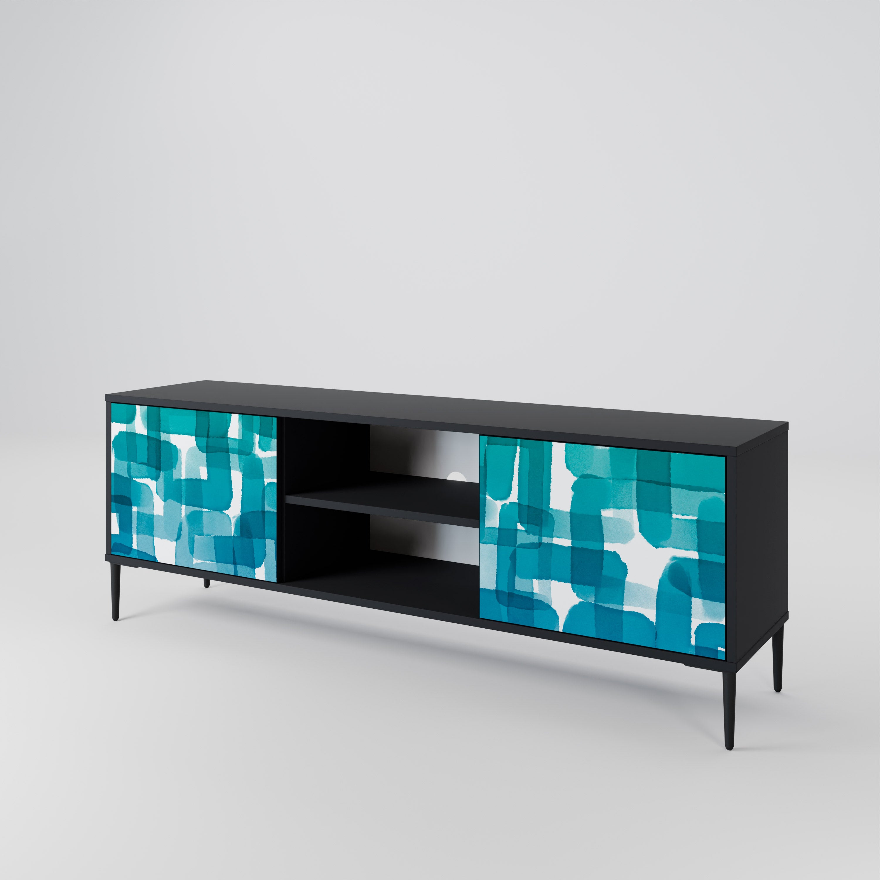 TURQUOISE RECTANGLES 2-Door TV Cabinet