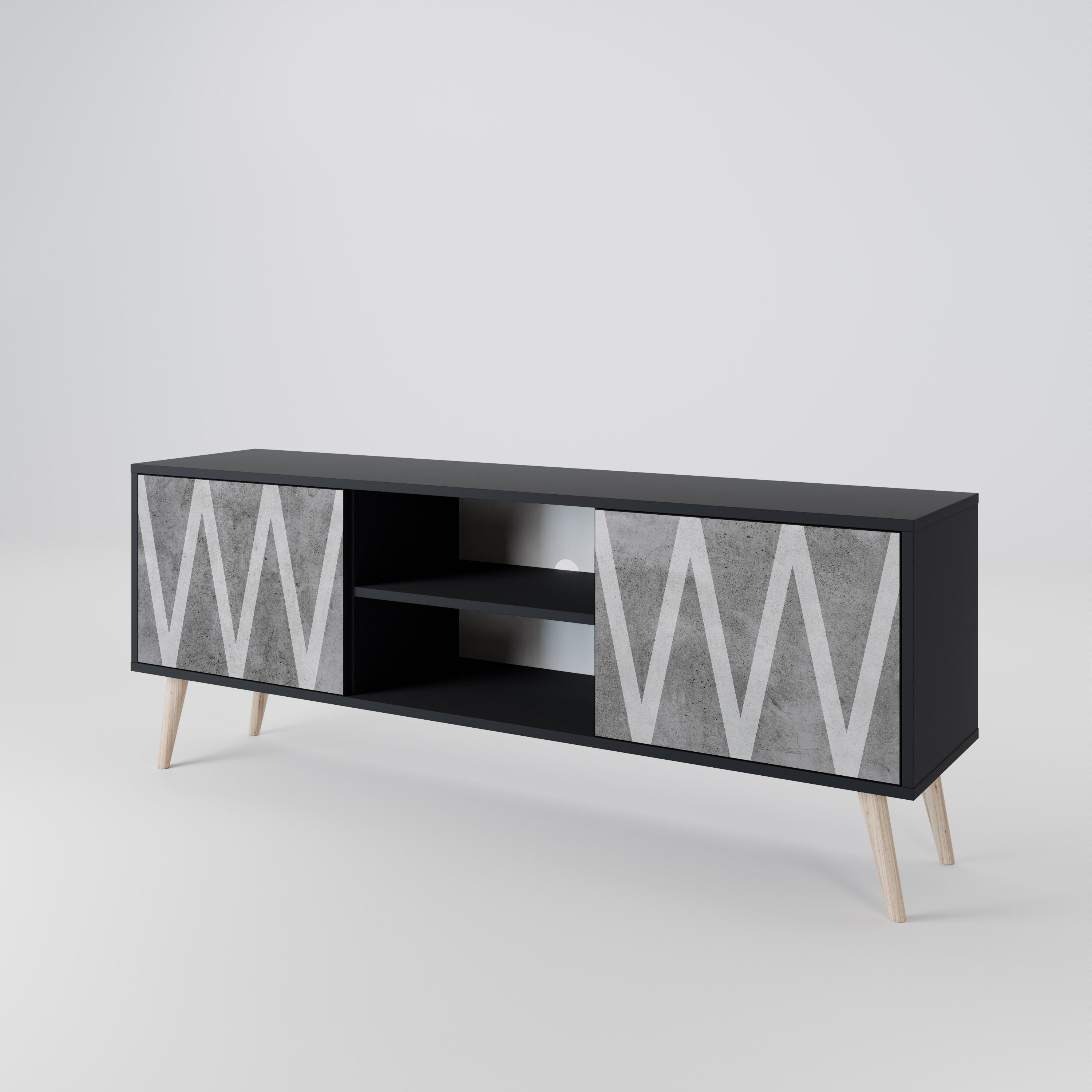 SOLID ZIG ZAG 2-Door TV Cabinet