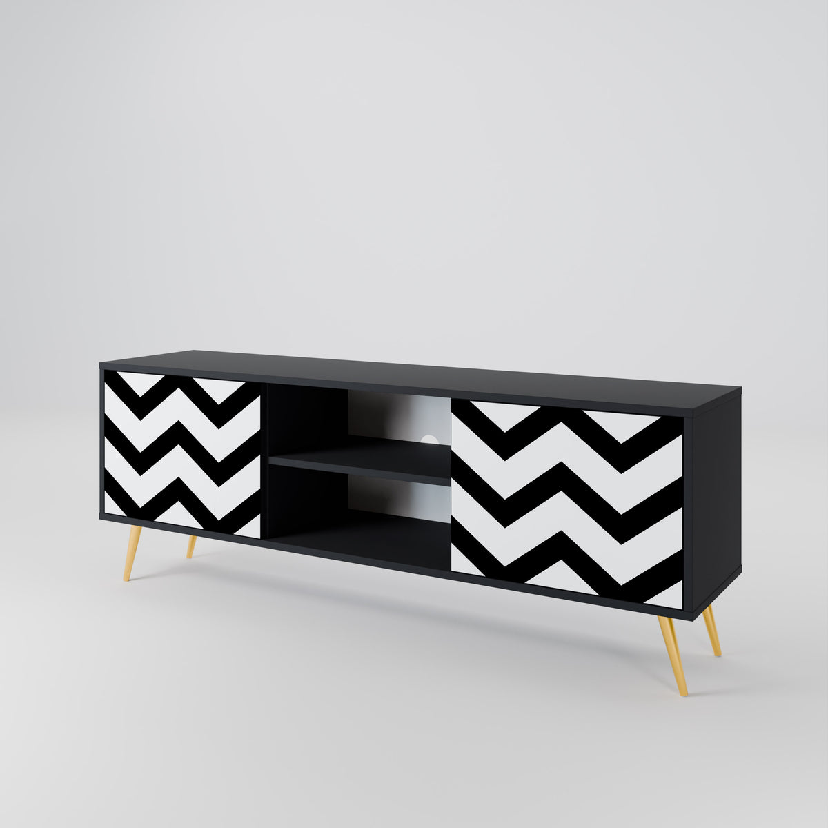 CLASSIC ZIG ZAG Dvoudveřový TV stolek