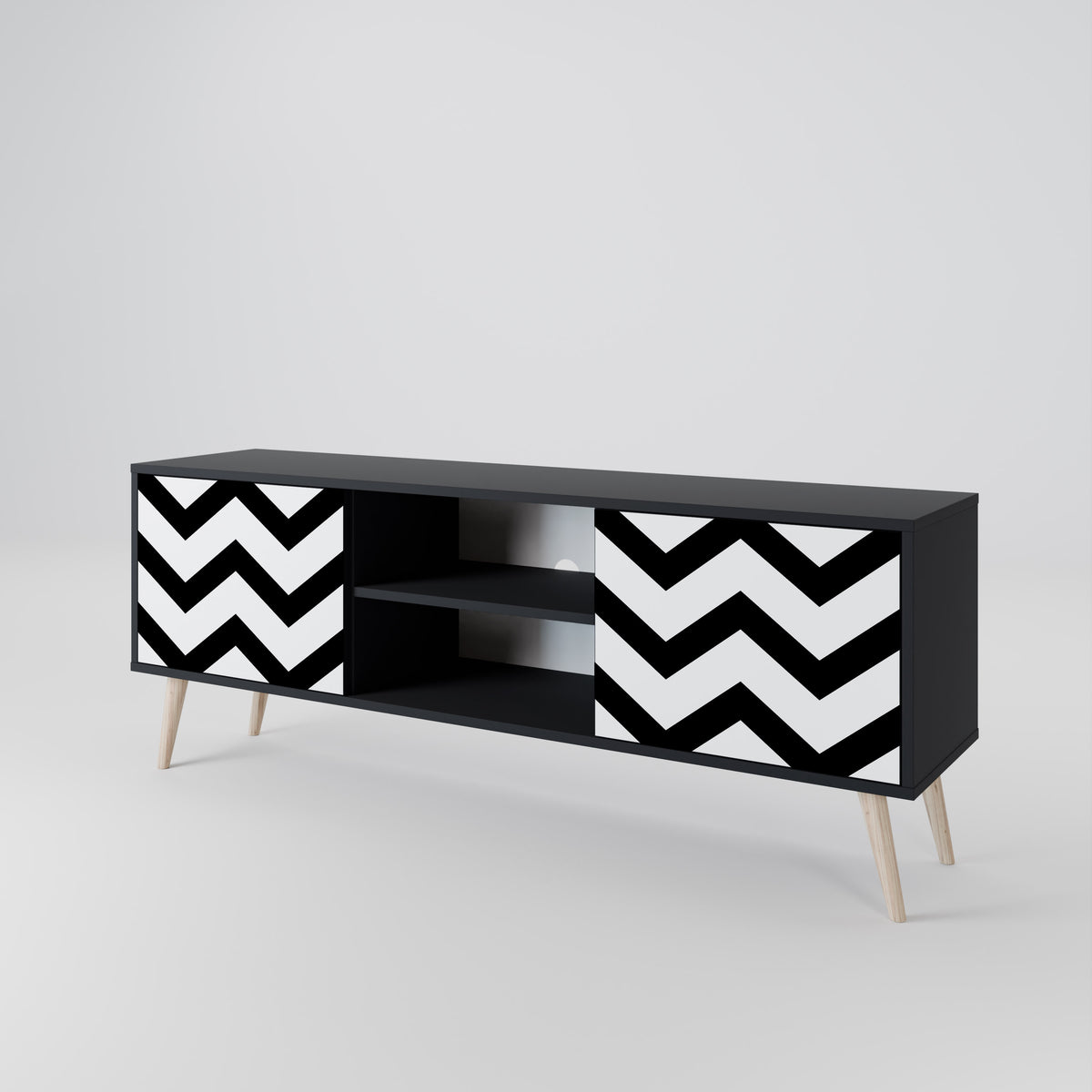 CLASSIC ZIG ZAG Dvoudveřový TV stolek
