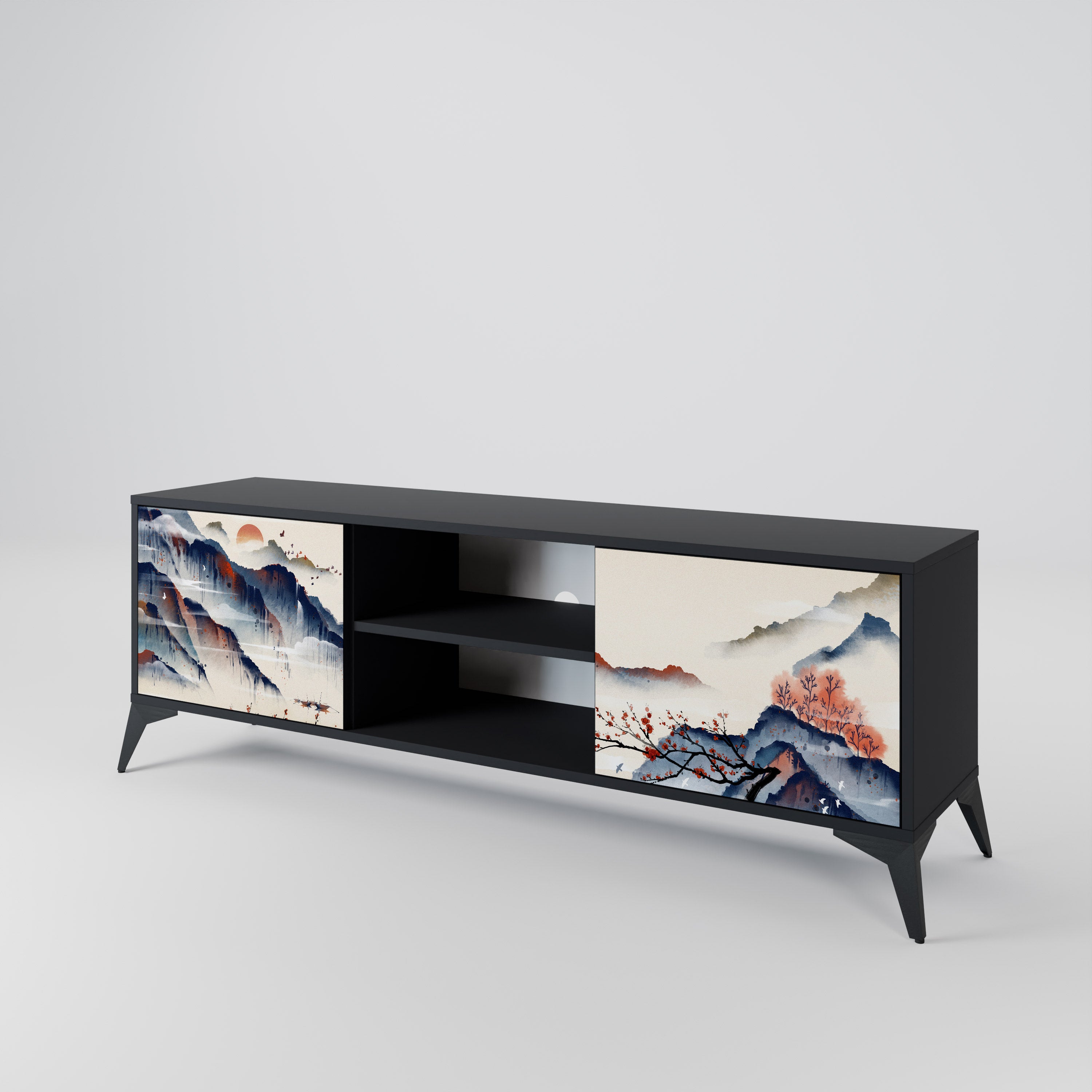 JAPANESE LANDSCAPE 2-Door TV Cabinet