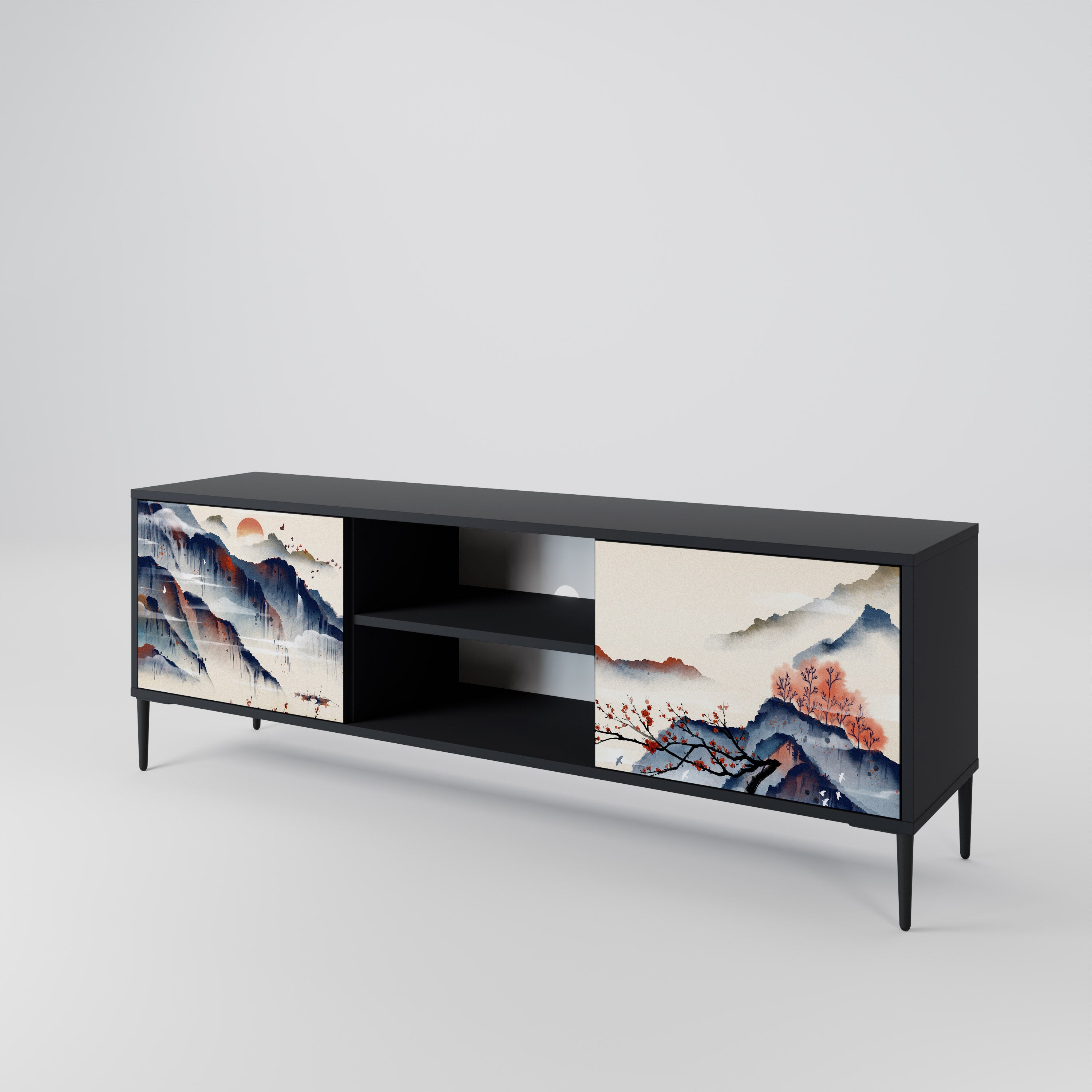 JAPANESE LANDSCAPE 2-Door TV Cabinet