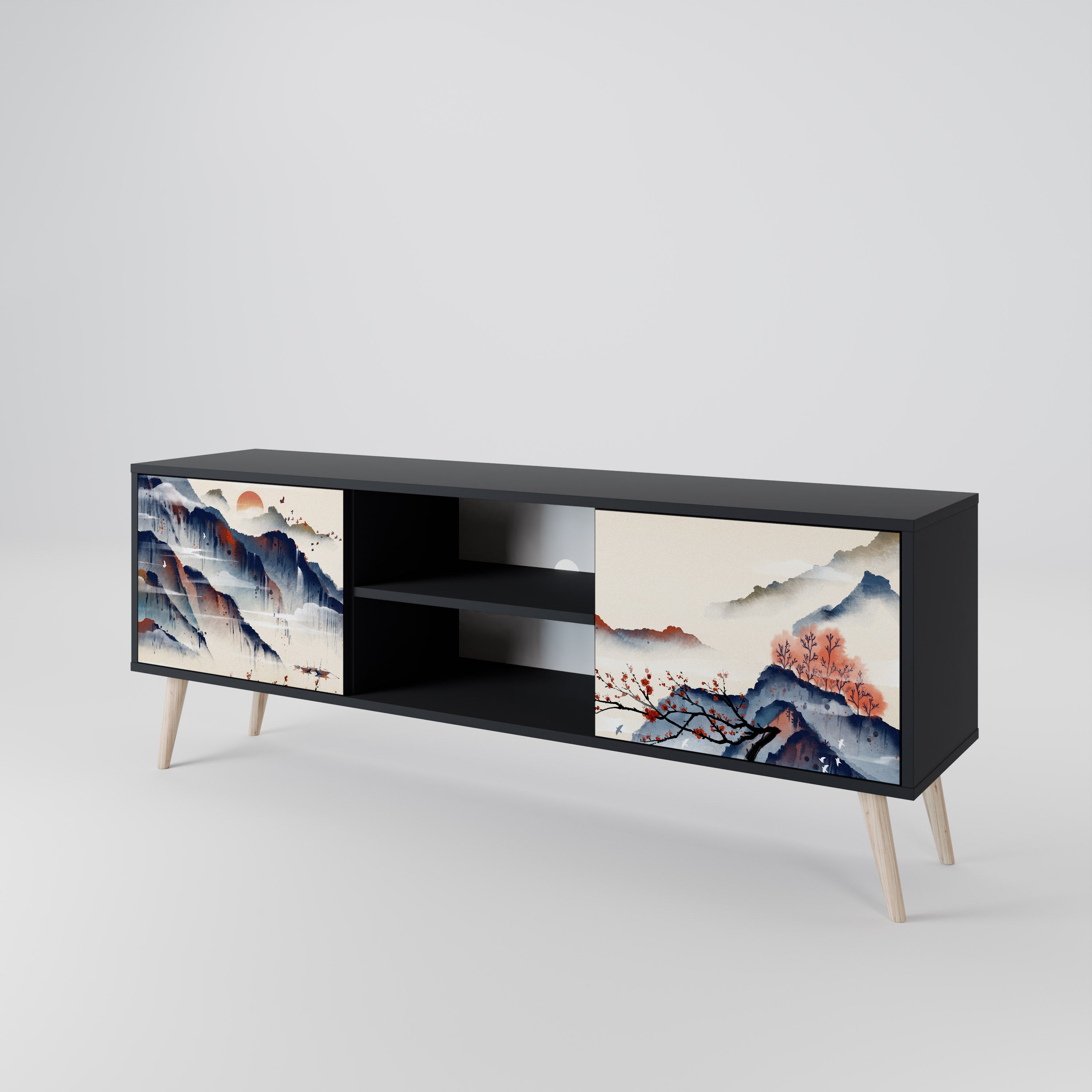 JAPANESE LANDSCAPE 2-Door TV Cabinet