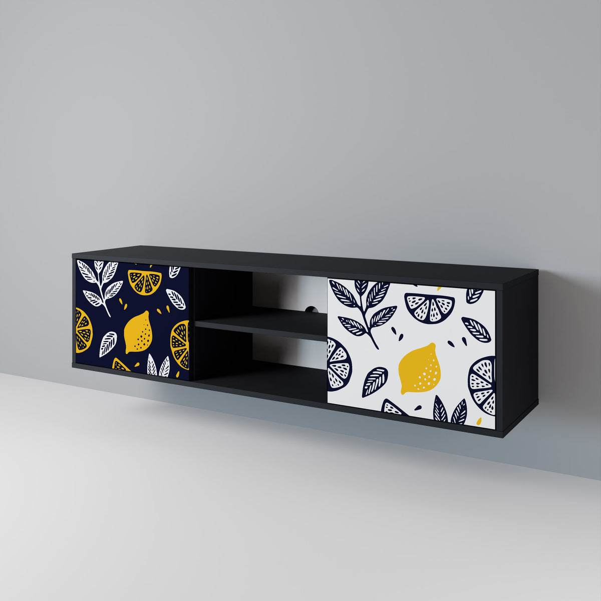 CITRUS BLACK AND WHITE Dvoudveřový TV stolek