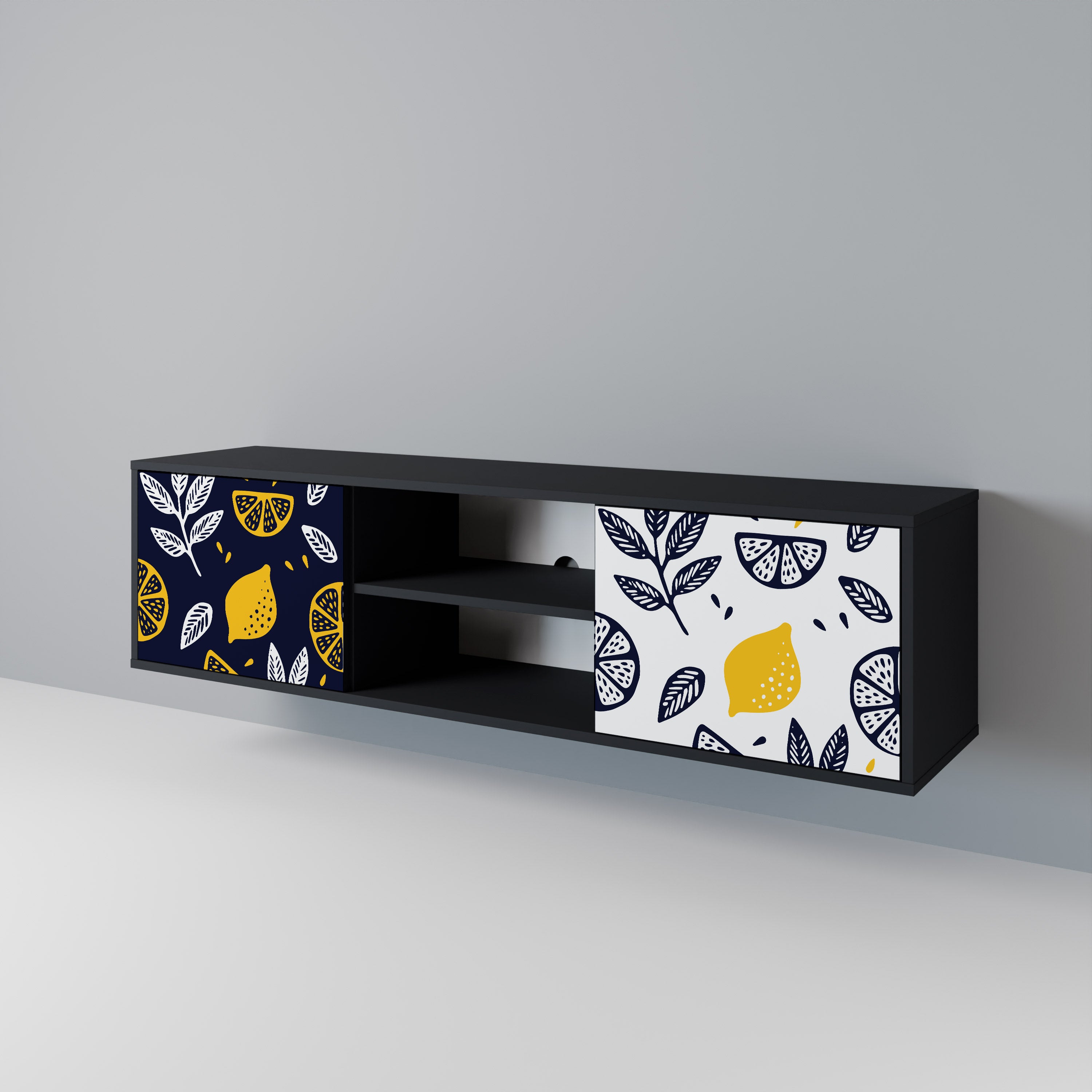 CITRUS BLACK AND WHITE 2-Door TV Cabinet