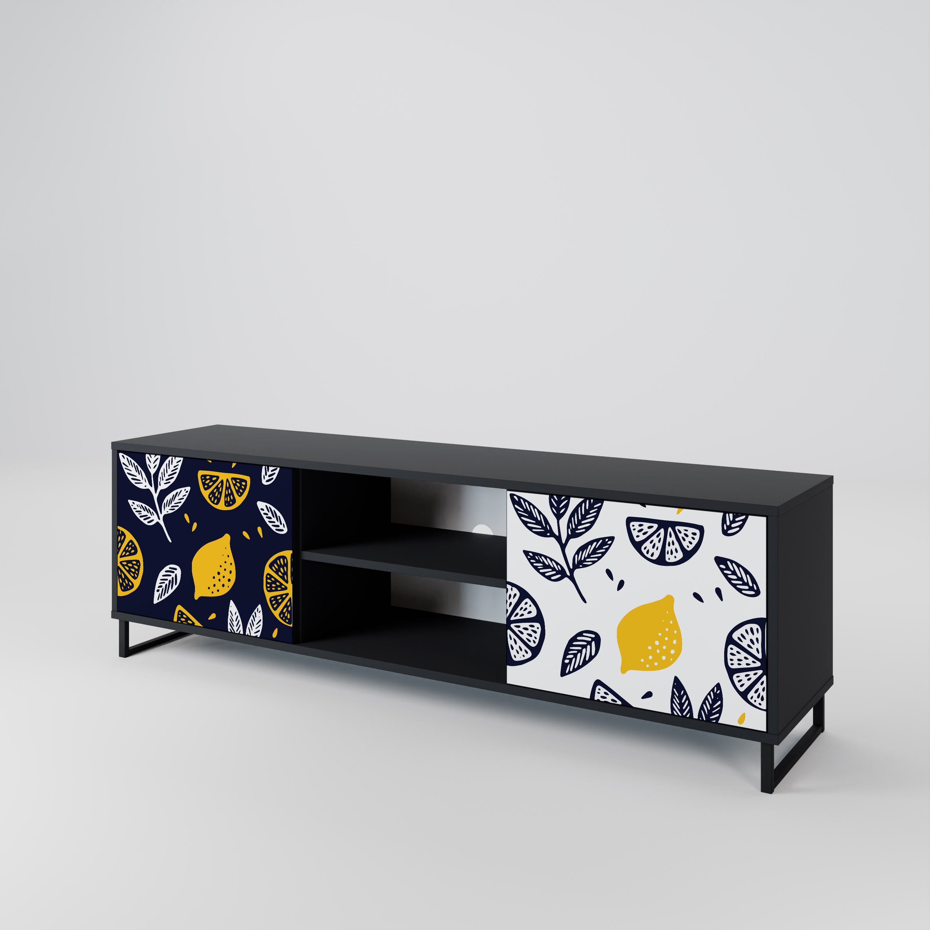 CITRUS BLACK AND WHITE 2-Door TV Cabinet