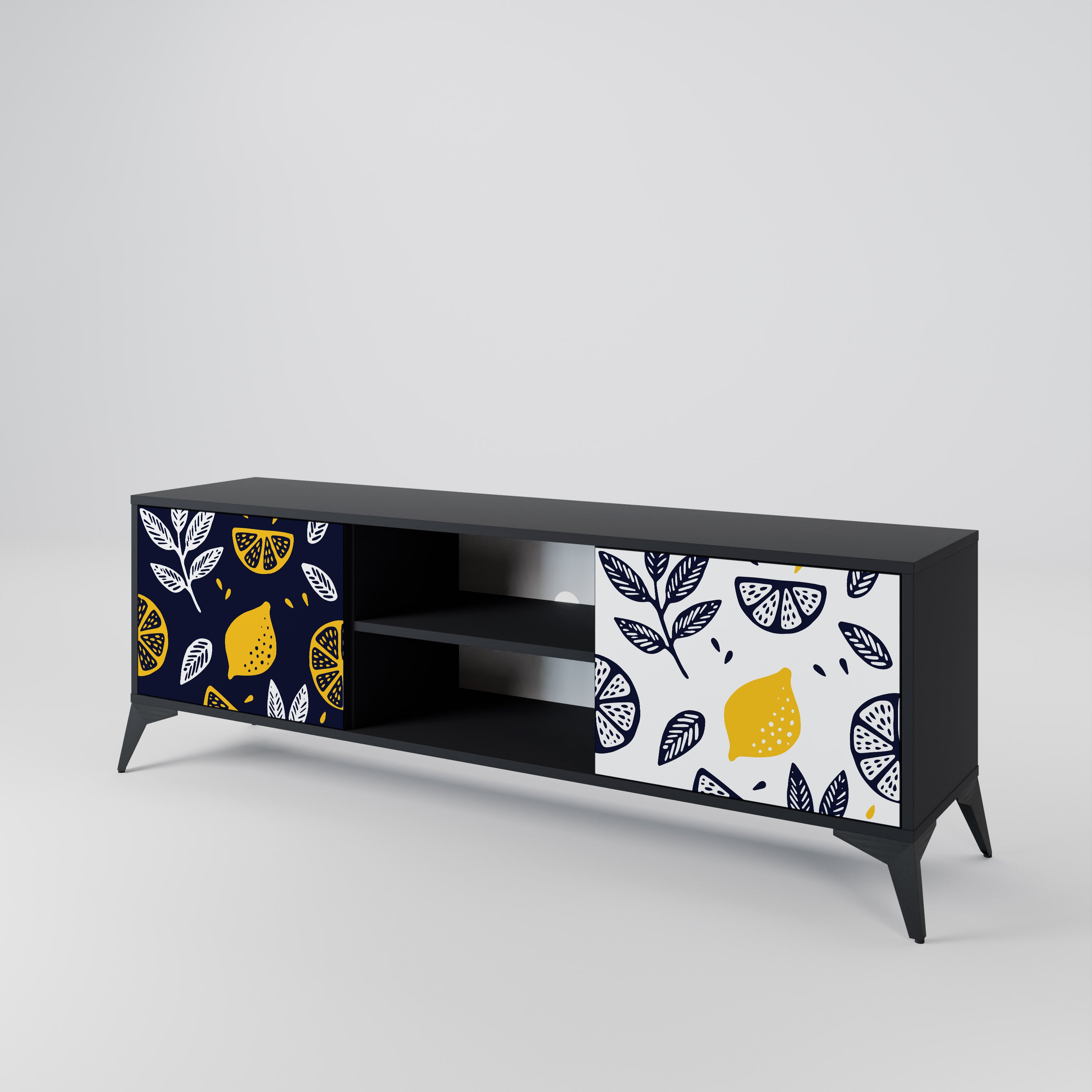 CITRUS BLACK AND WHITE 2-Door TV Cabinet