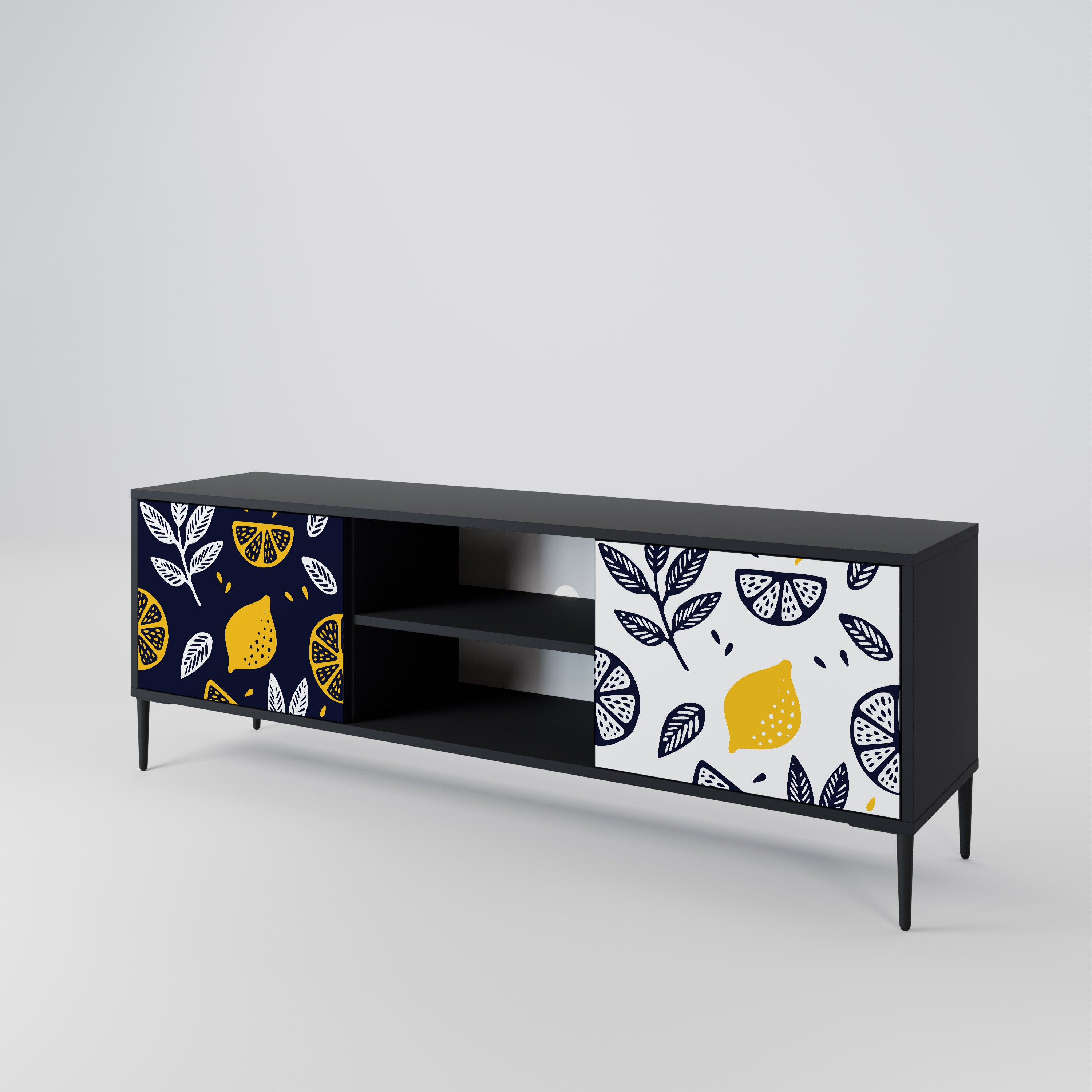 CITRUS BLACK AND WHITE 2-Door TV Cabinet