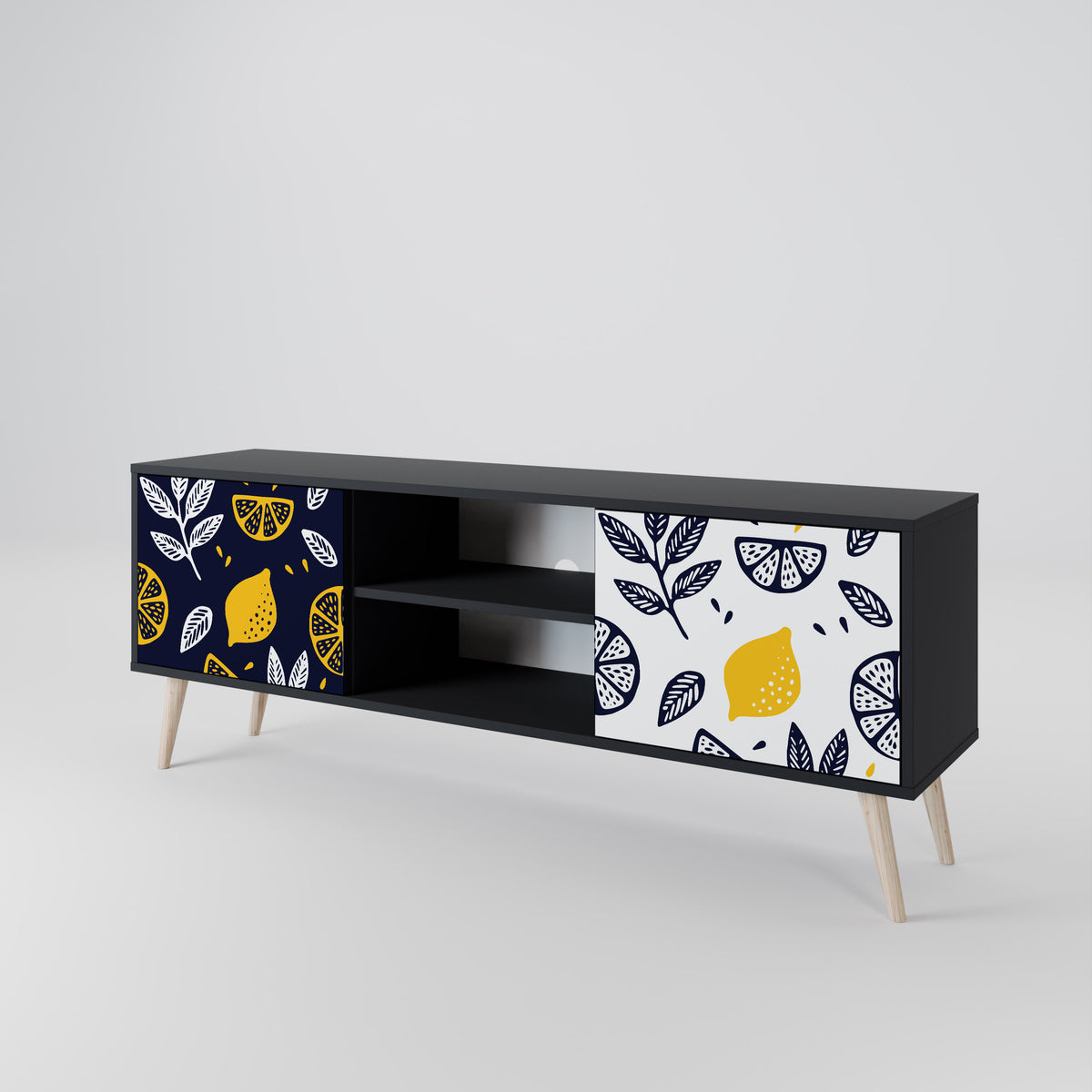 CITRUS BLACK AND WHITE Dvoudveřový TV stolek