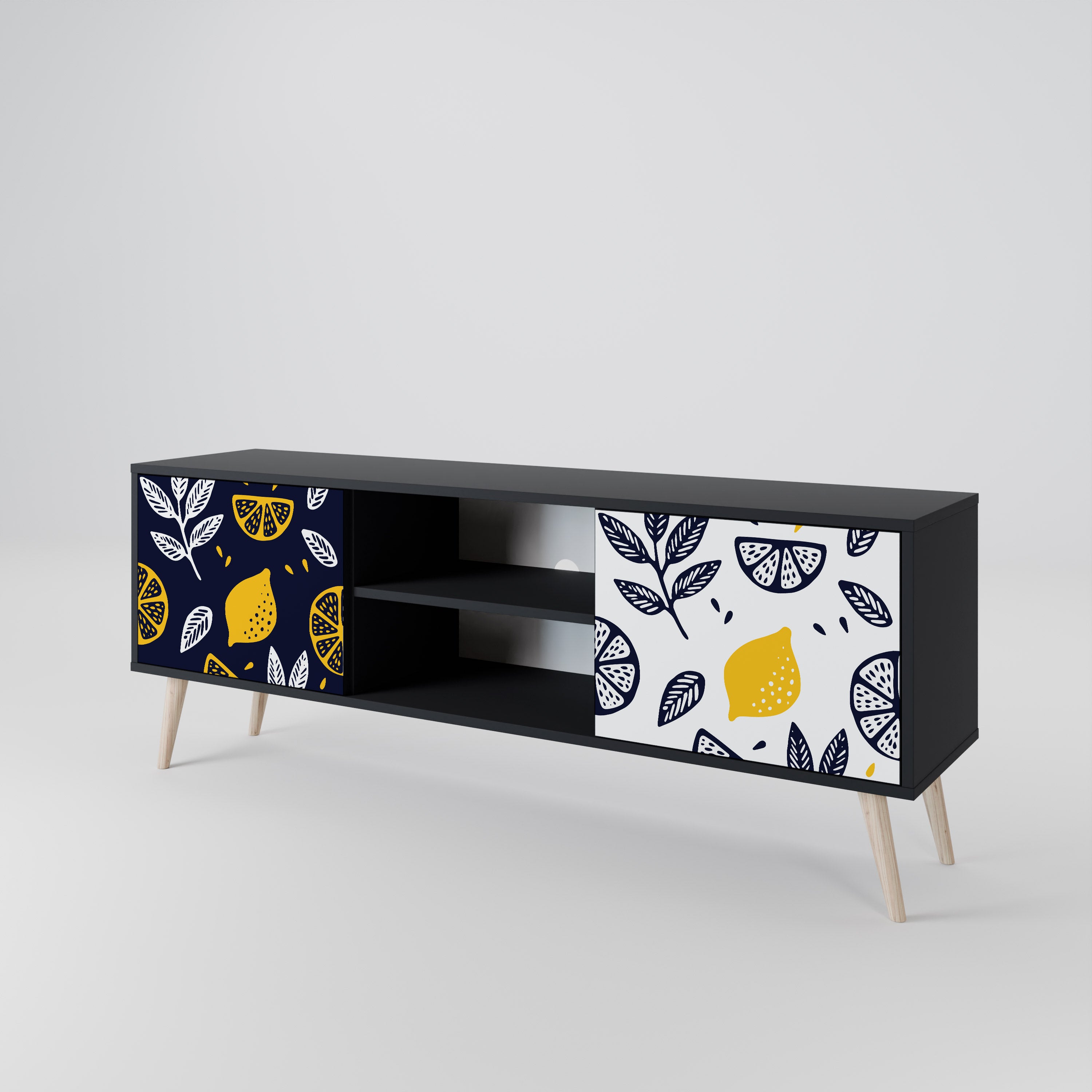 CITRUS BLACK AND WHITE 2-Door TV Cabinet