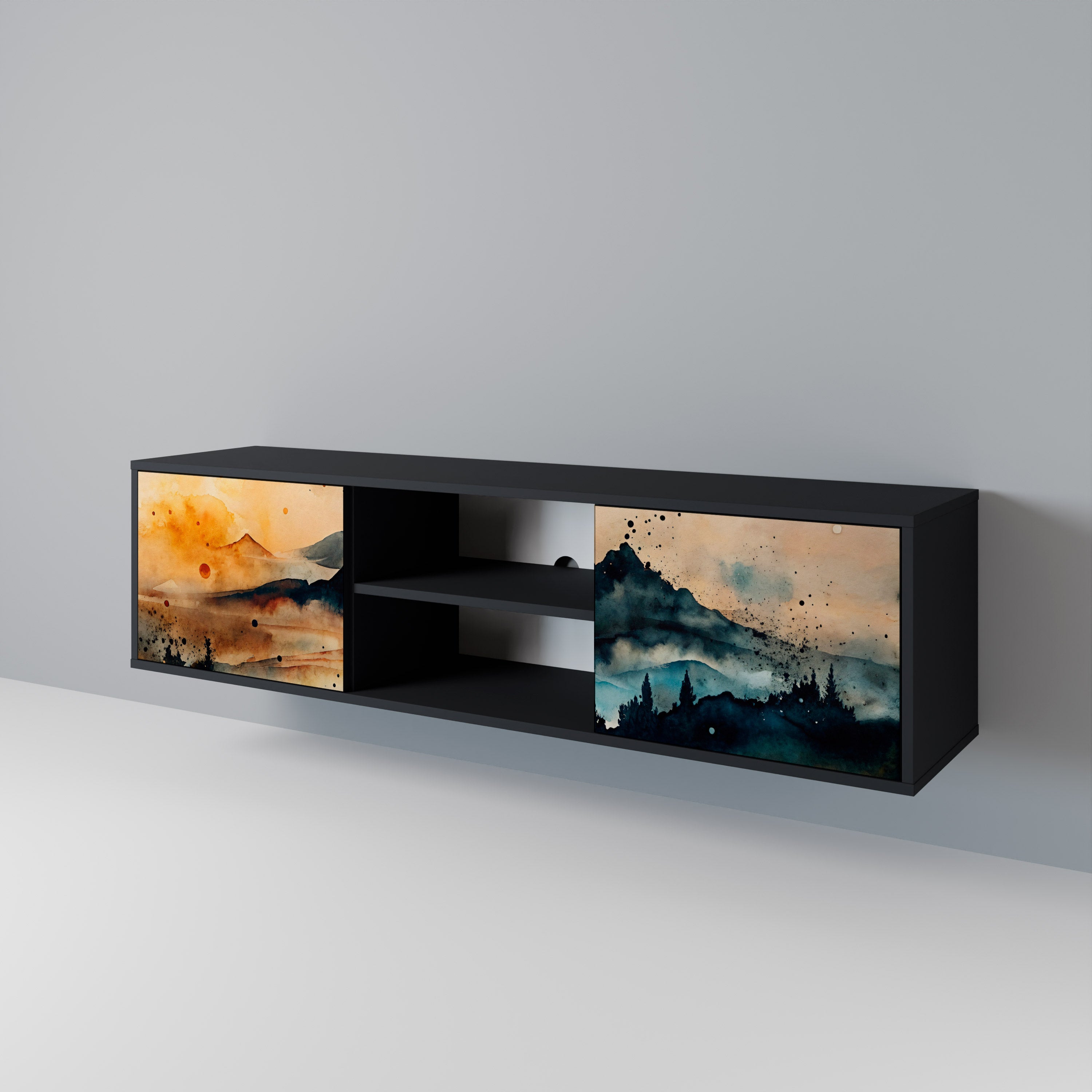 OMINOUS MOUNTAINS 2-Door TV Cabinet