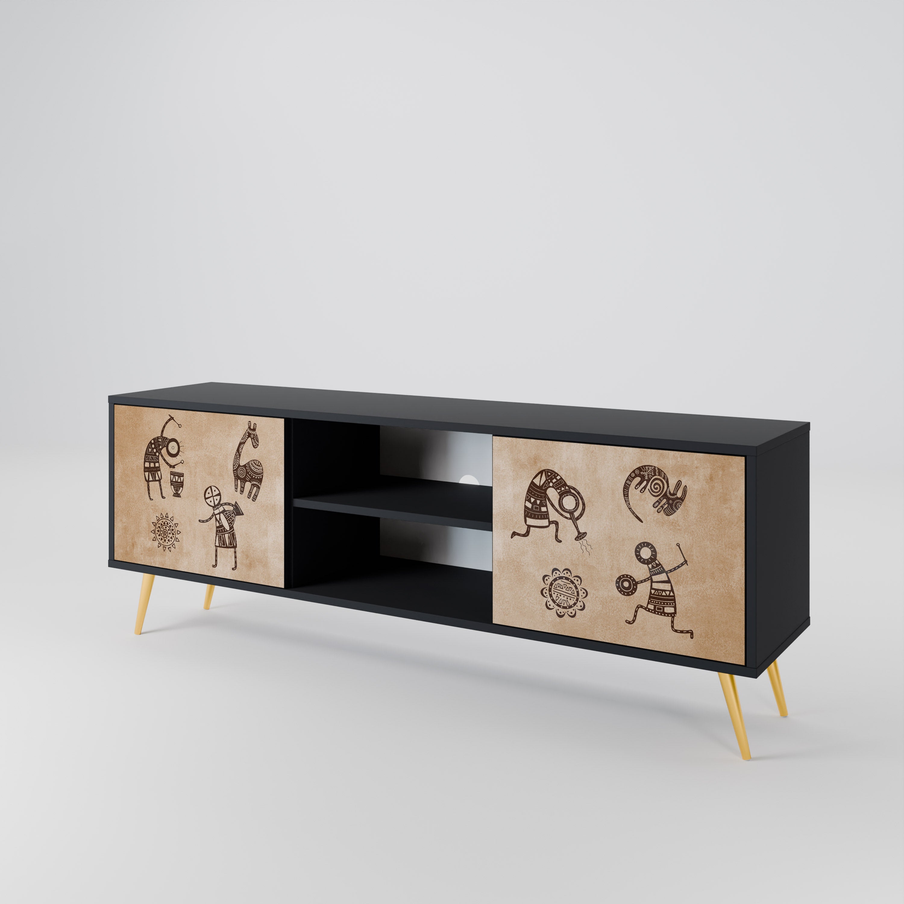AFRICAN STYLE 2-Door TV Cabinet