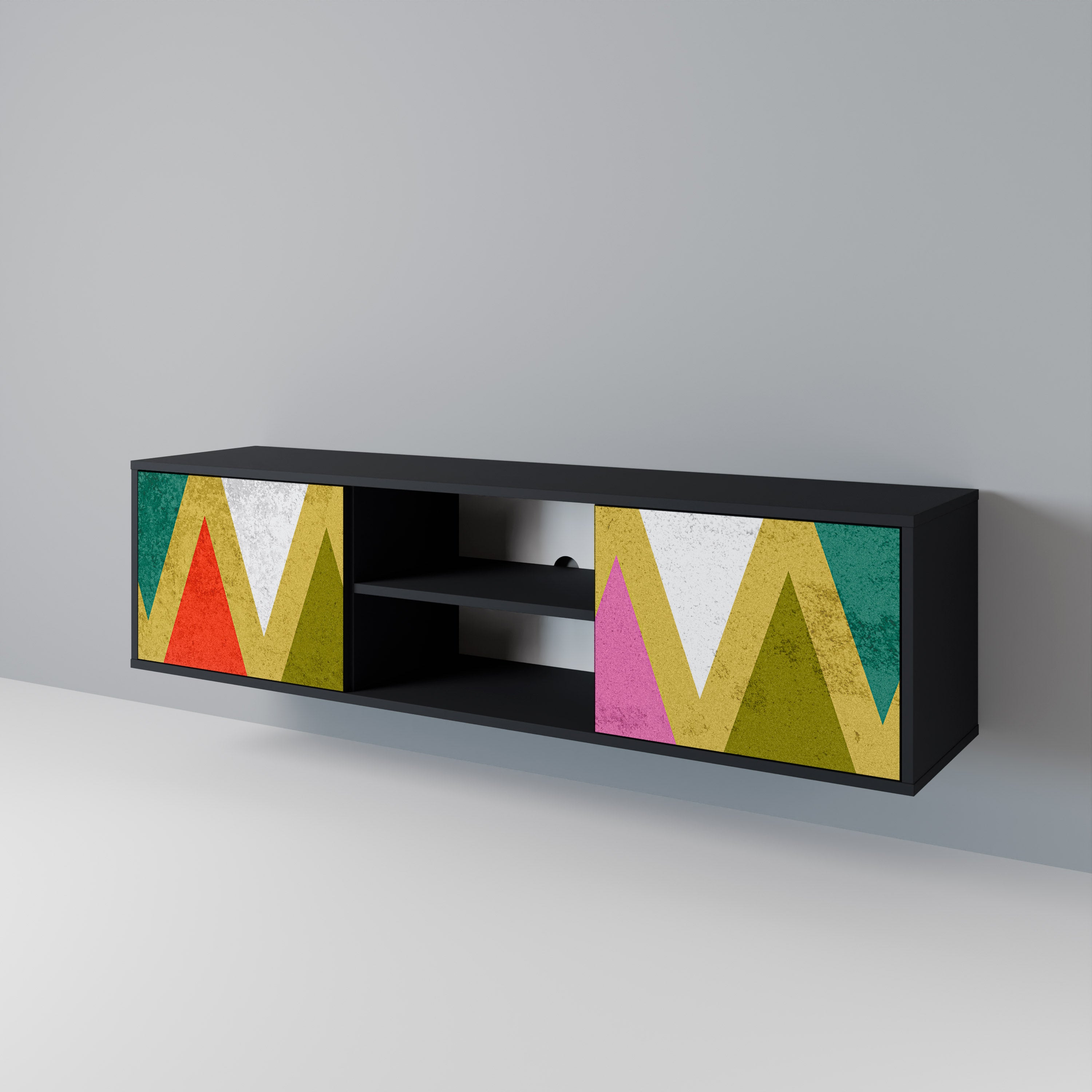 COLORFUL TRIANGLES Dvoudveřový TV stolek