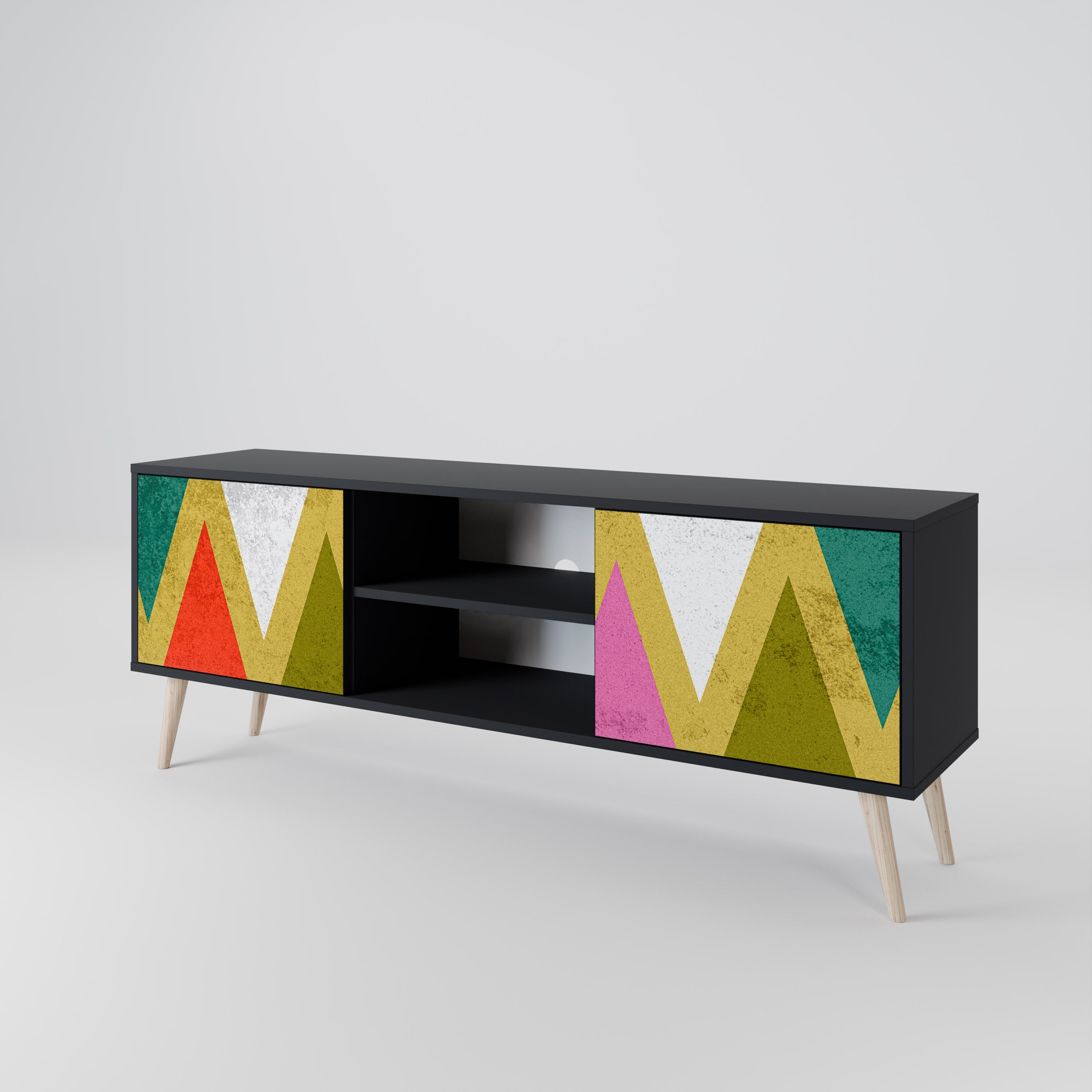 COLORFUL TRIANGLES Dvoudveřový TV stolek