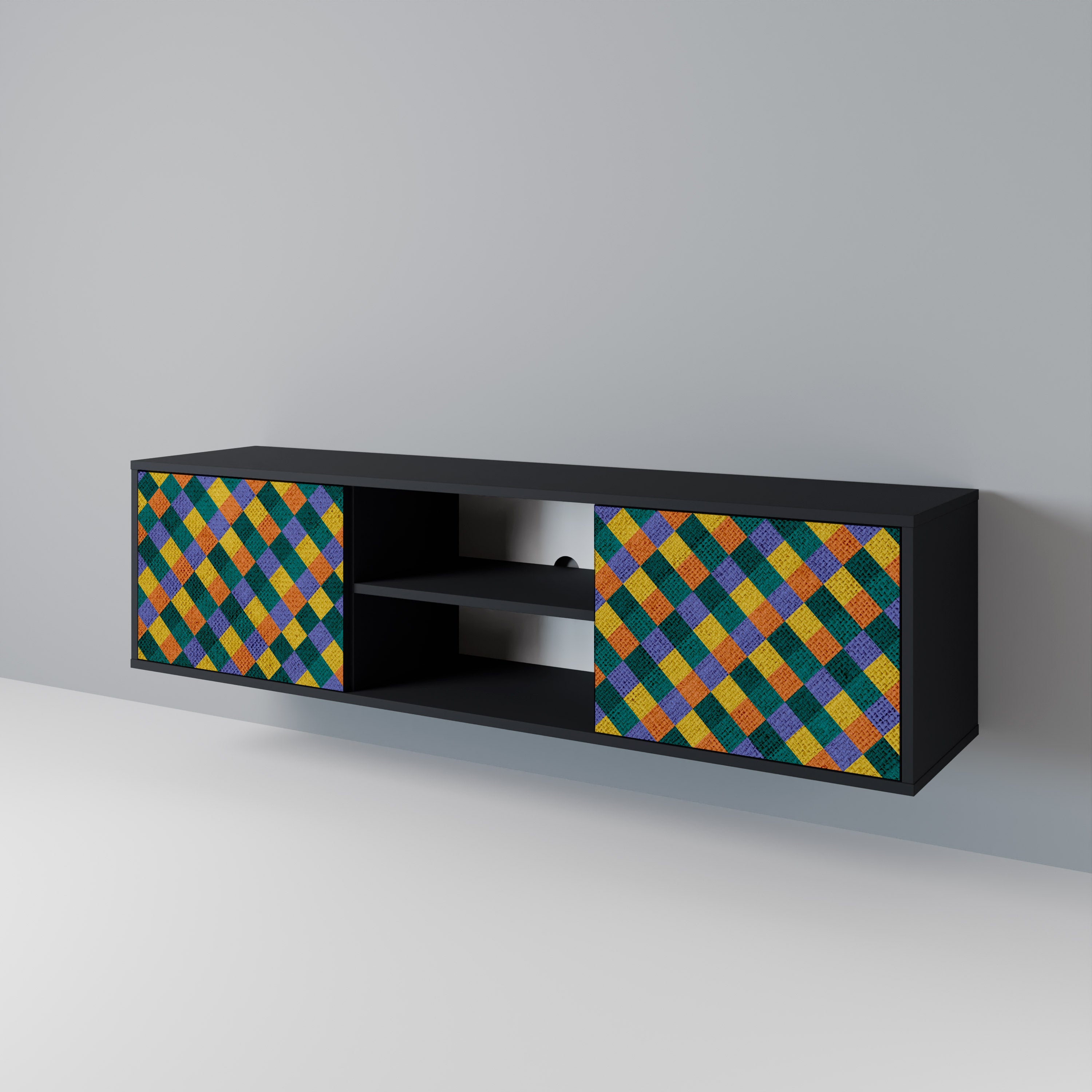 PAINTED SQUARES MIX Dvoudveřový TV stolek