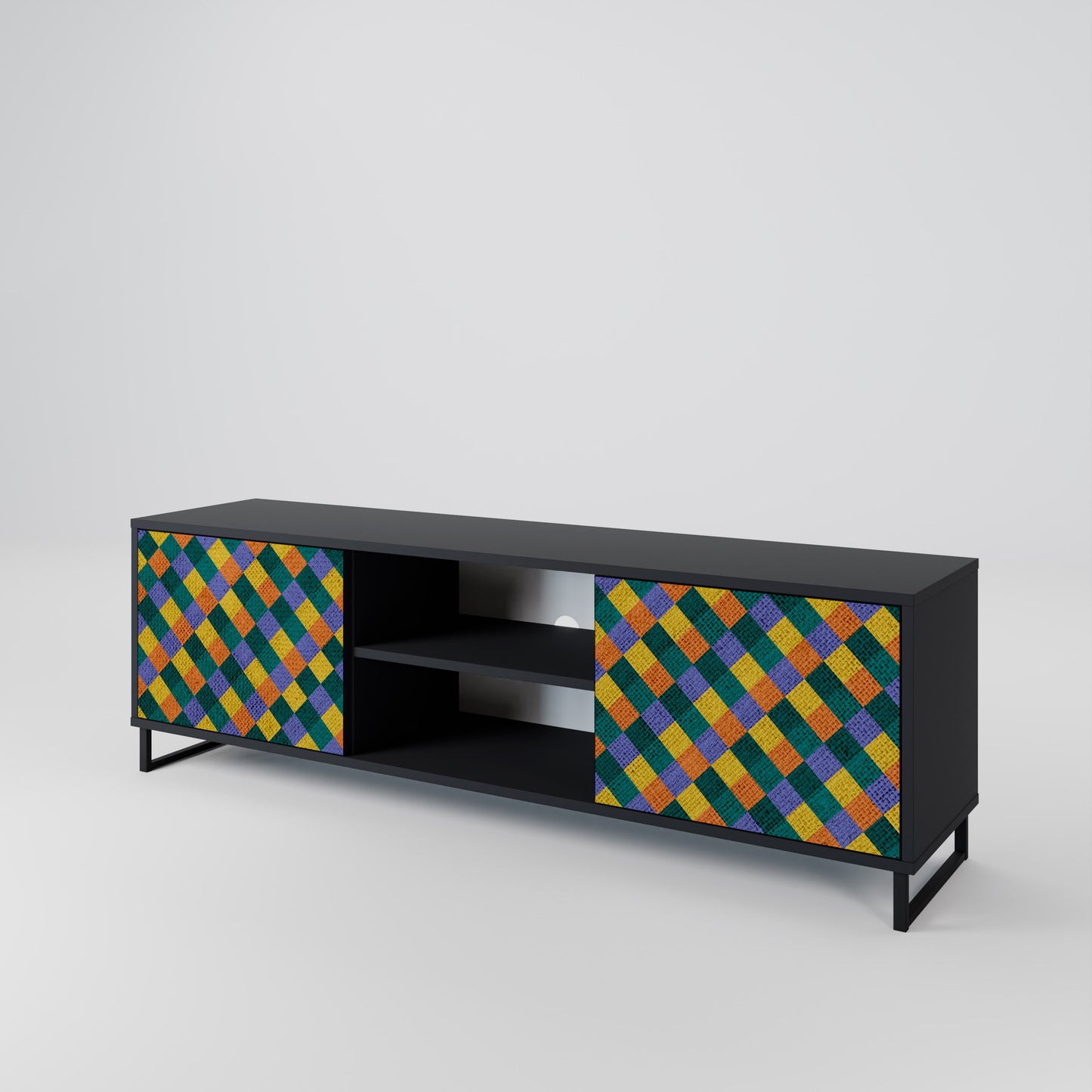 PAINTED SQUARES MIX Dvoudveřový TV stolek