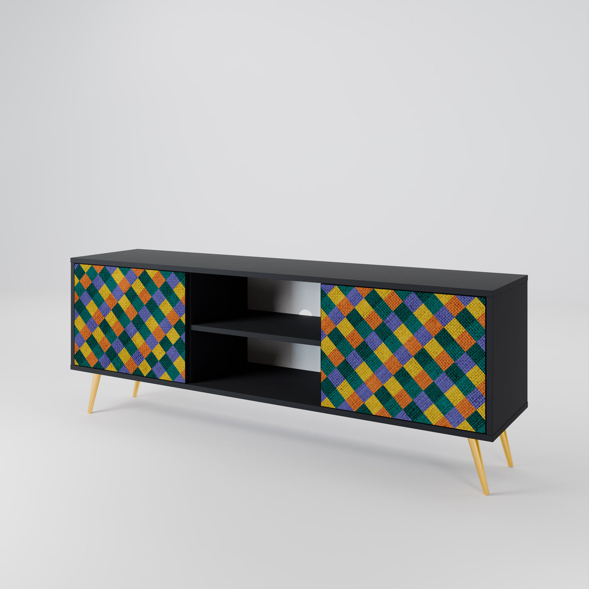 PAINTED SQUARES MIX Dvoudveřový TV stolek