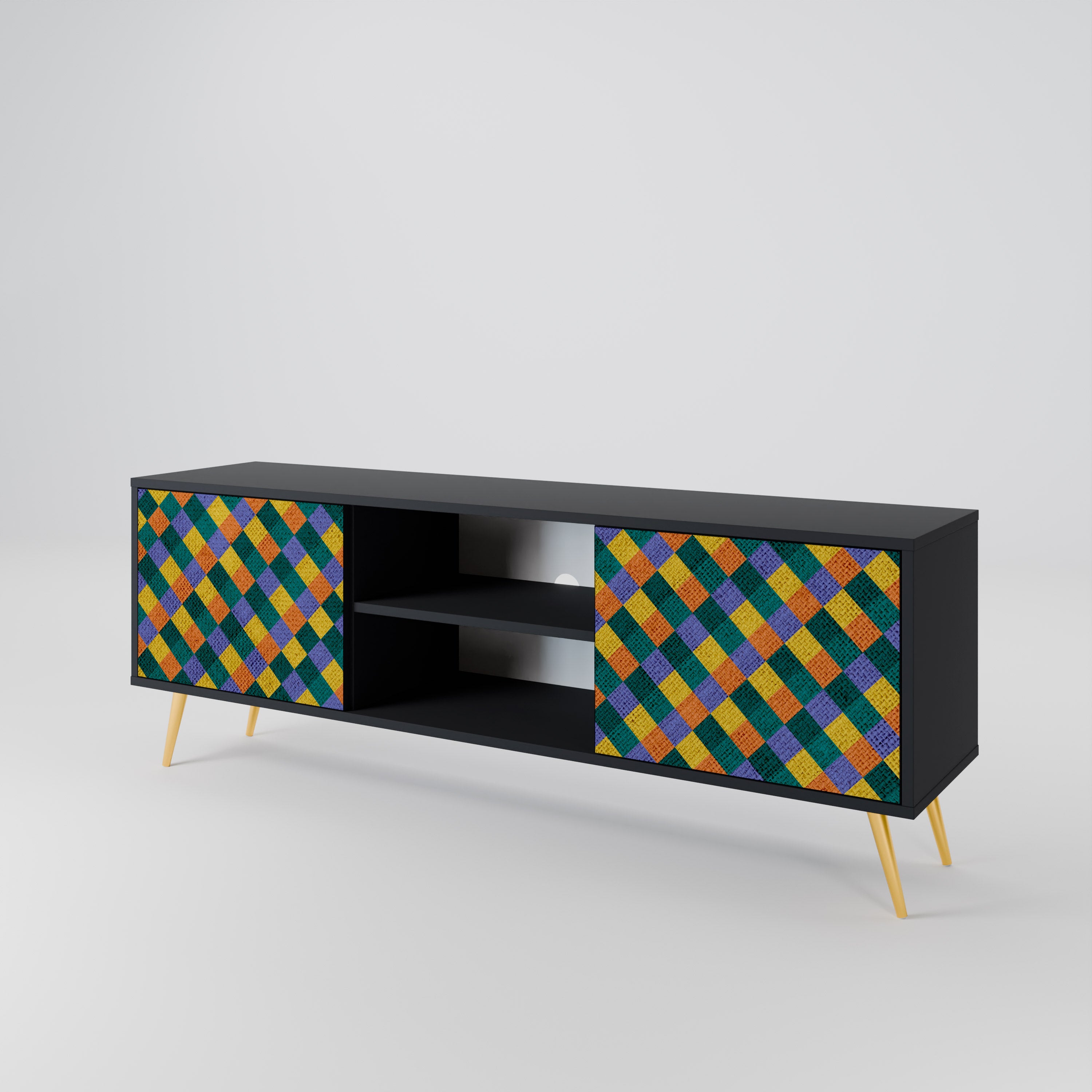 PAINTED SQUARES MIX Dvoudveřový TV stolek