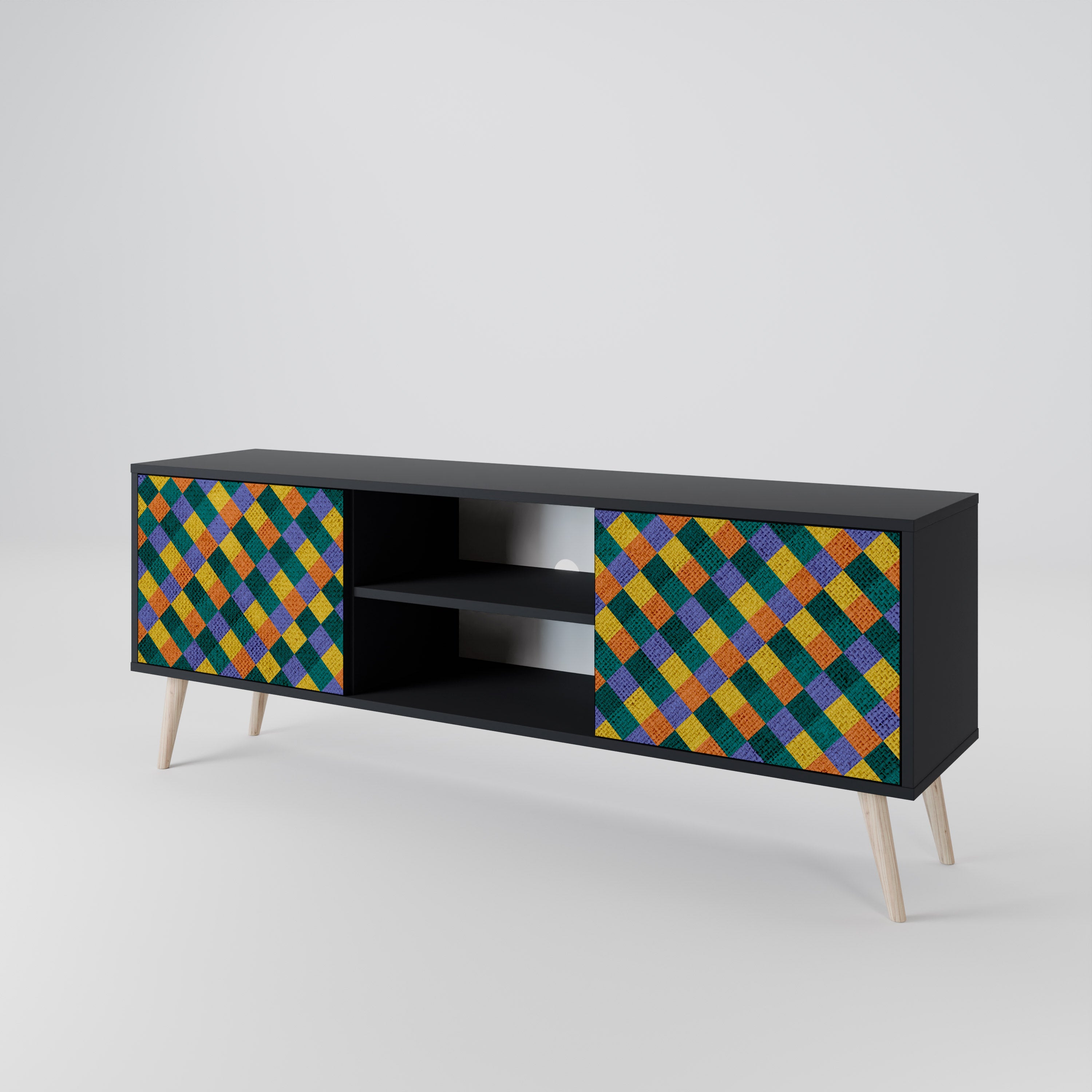 PAINTED SQUARES MIX Dvoudveřový TV stolek