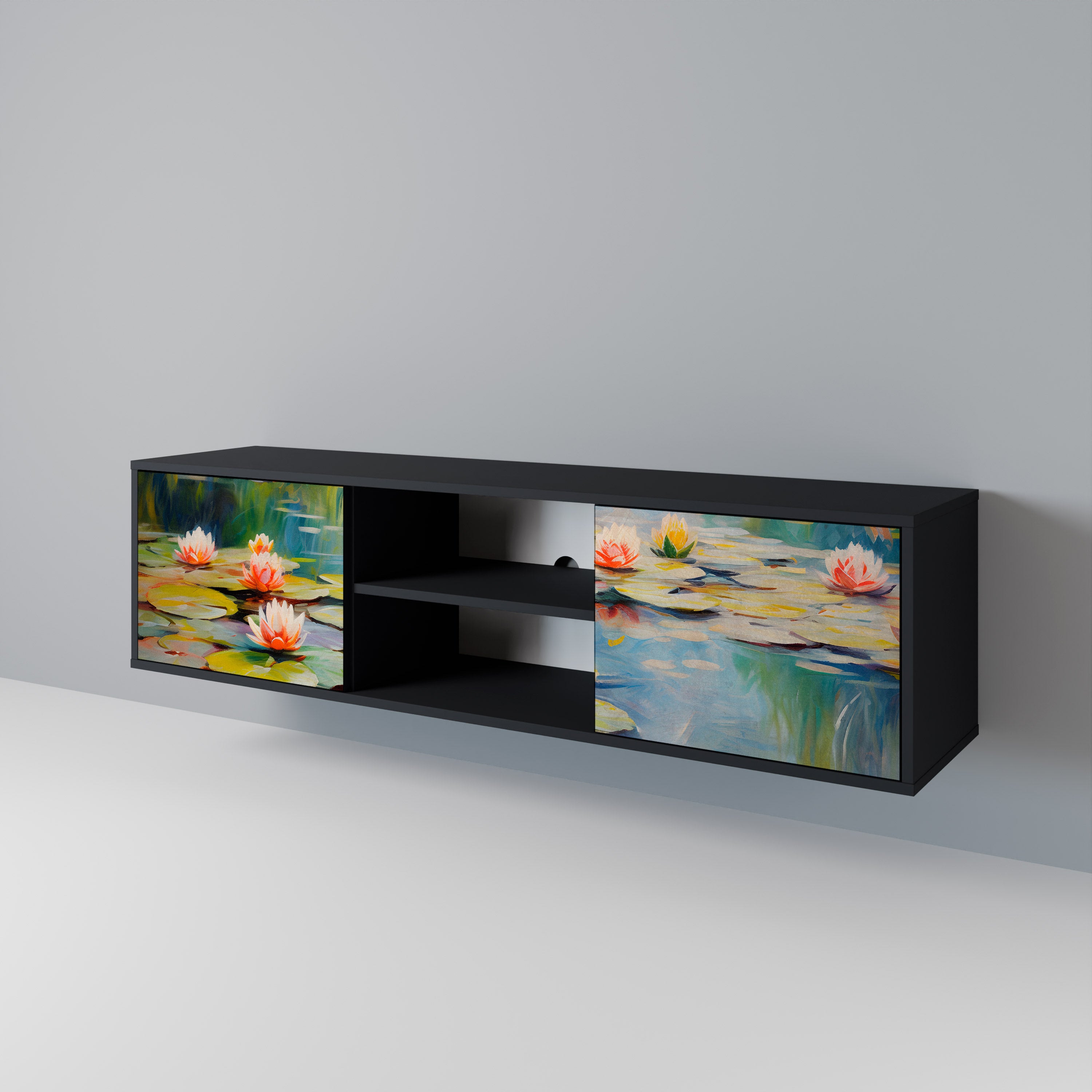 BLOOMING WATERS 2-Door TV Cabinet