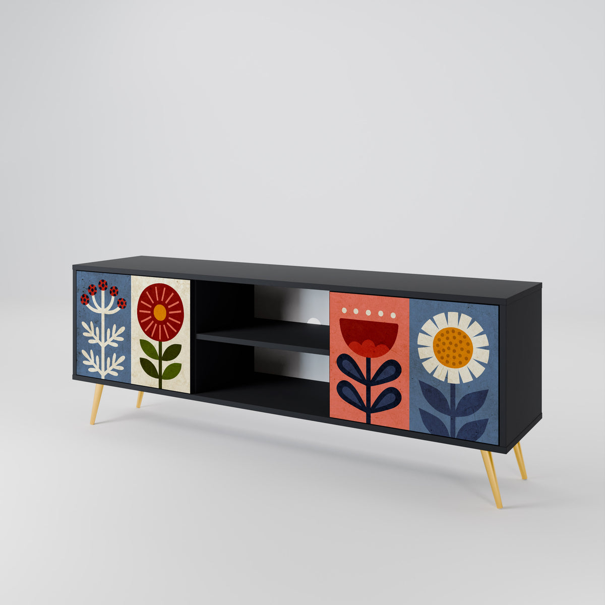 SCANDIC FLOWERET Dvoudveřový TV stolek