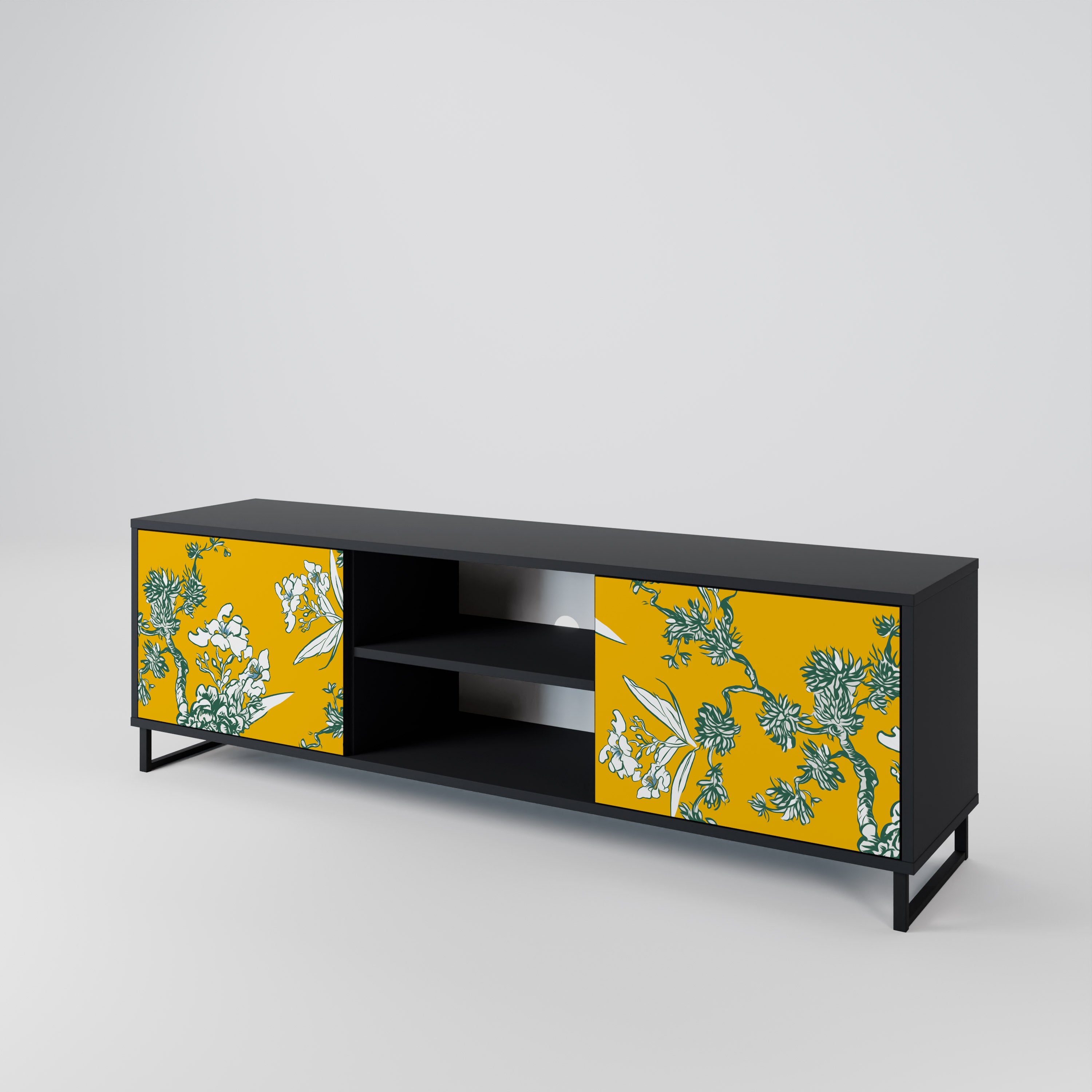 YELLOW CHINOISERIE 2-Door TV Cabinet