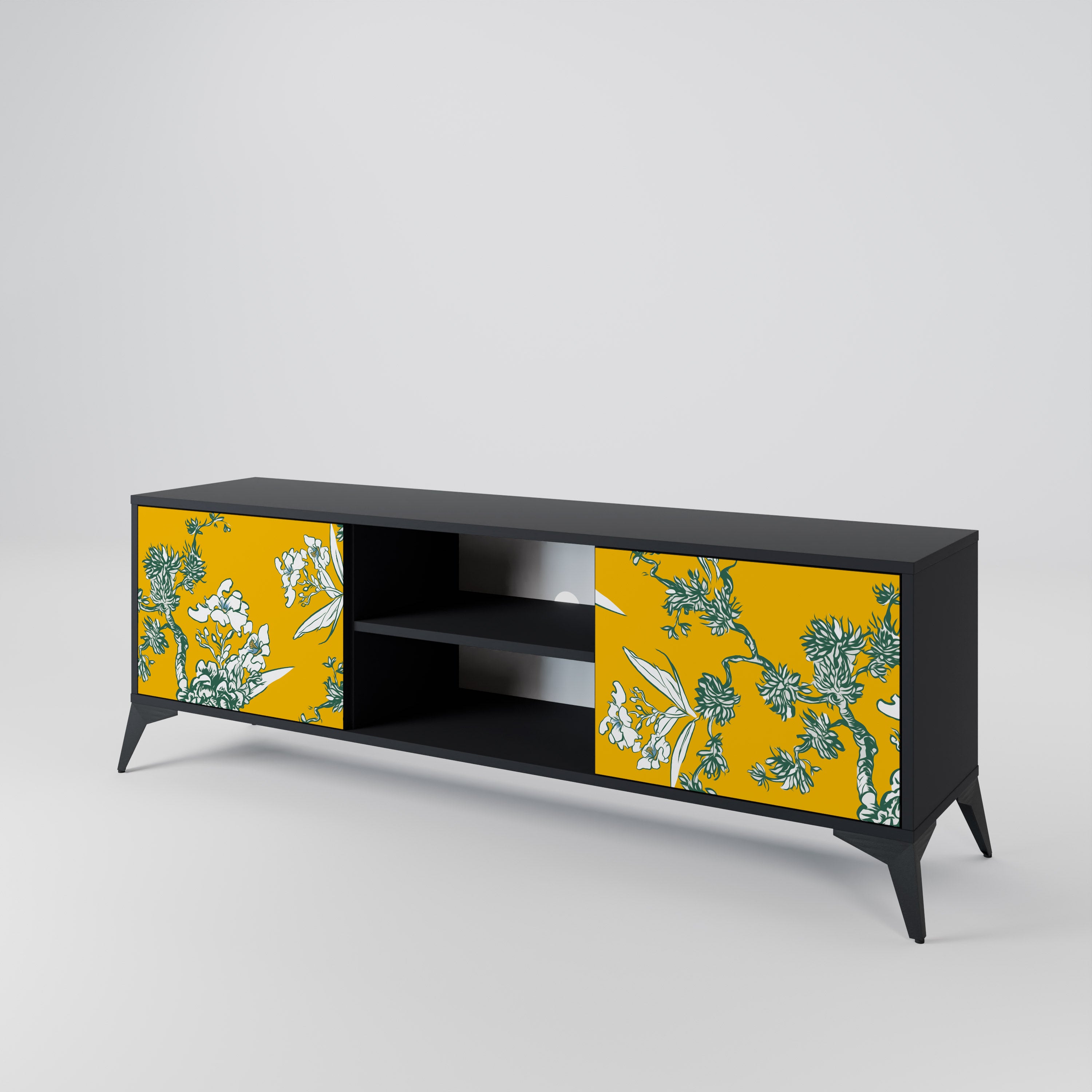 YELLOW CHINOISERIE 2-Door TV Cabinet