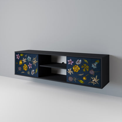 FLOWERS ON NAVY BLUE Dvoudveřový TV stolek