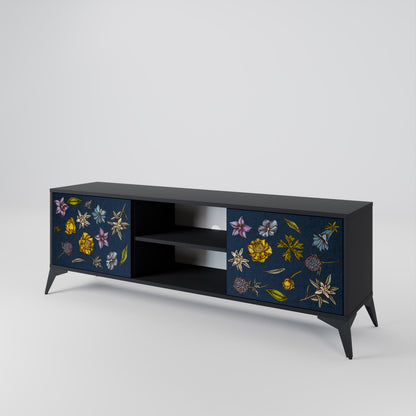 FLOWERS ON NAVY BLUE Dvoudveřový TV stolek