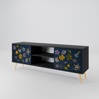 FLOWERS ON NAVY BLUE Dvoudveřový TV stolek