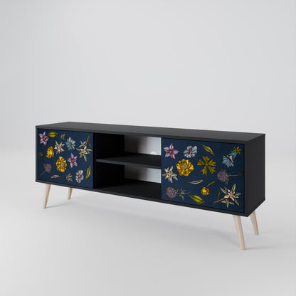 FLOWERS ON NAVY BLUE Dvoudveřový TV stolek