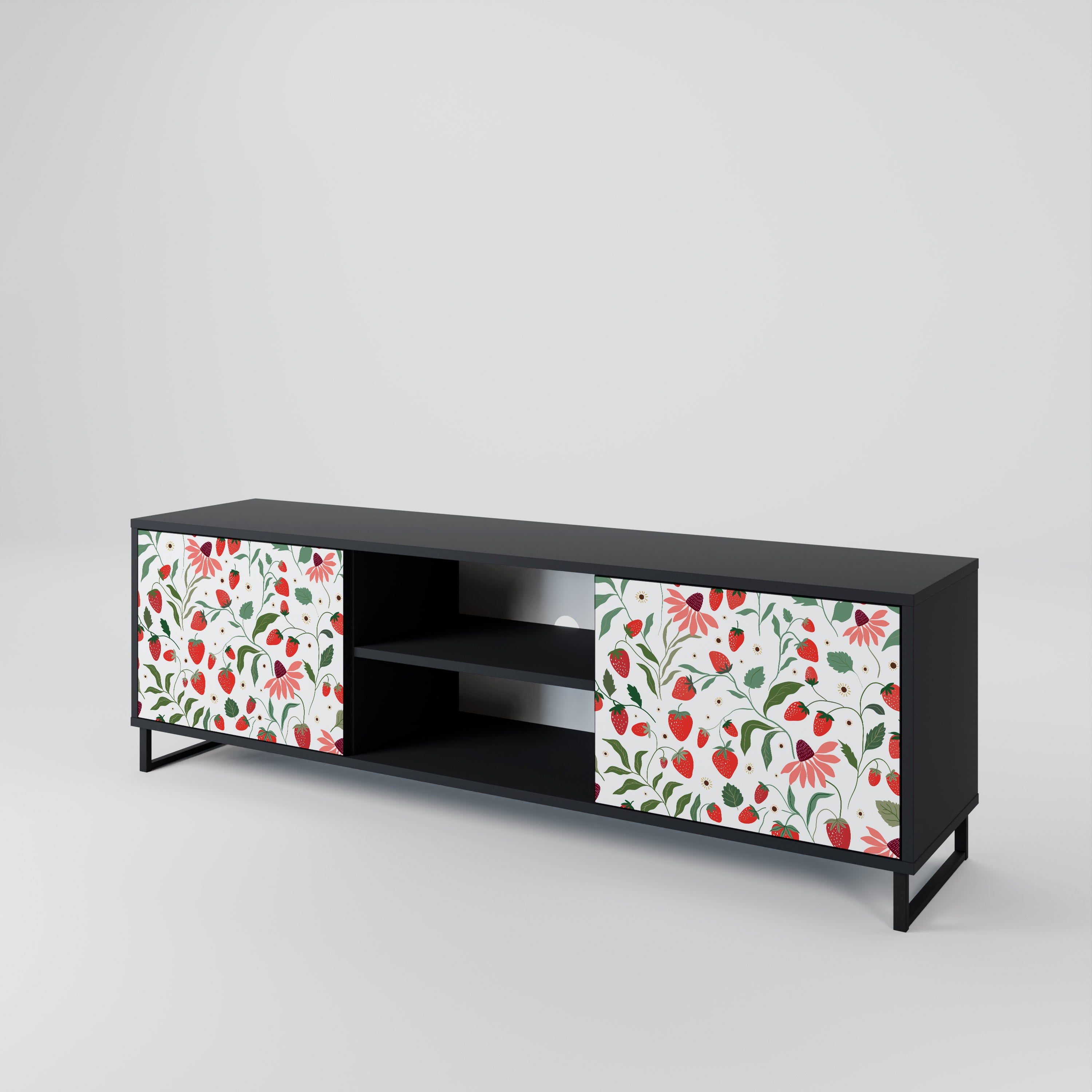 FLOWERS AND STRAWBERRIES 2-Door TV Cabinet