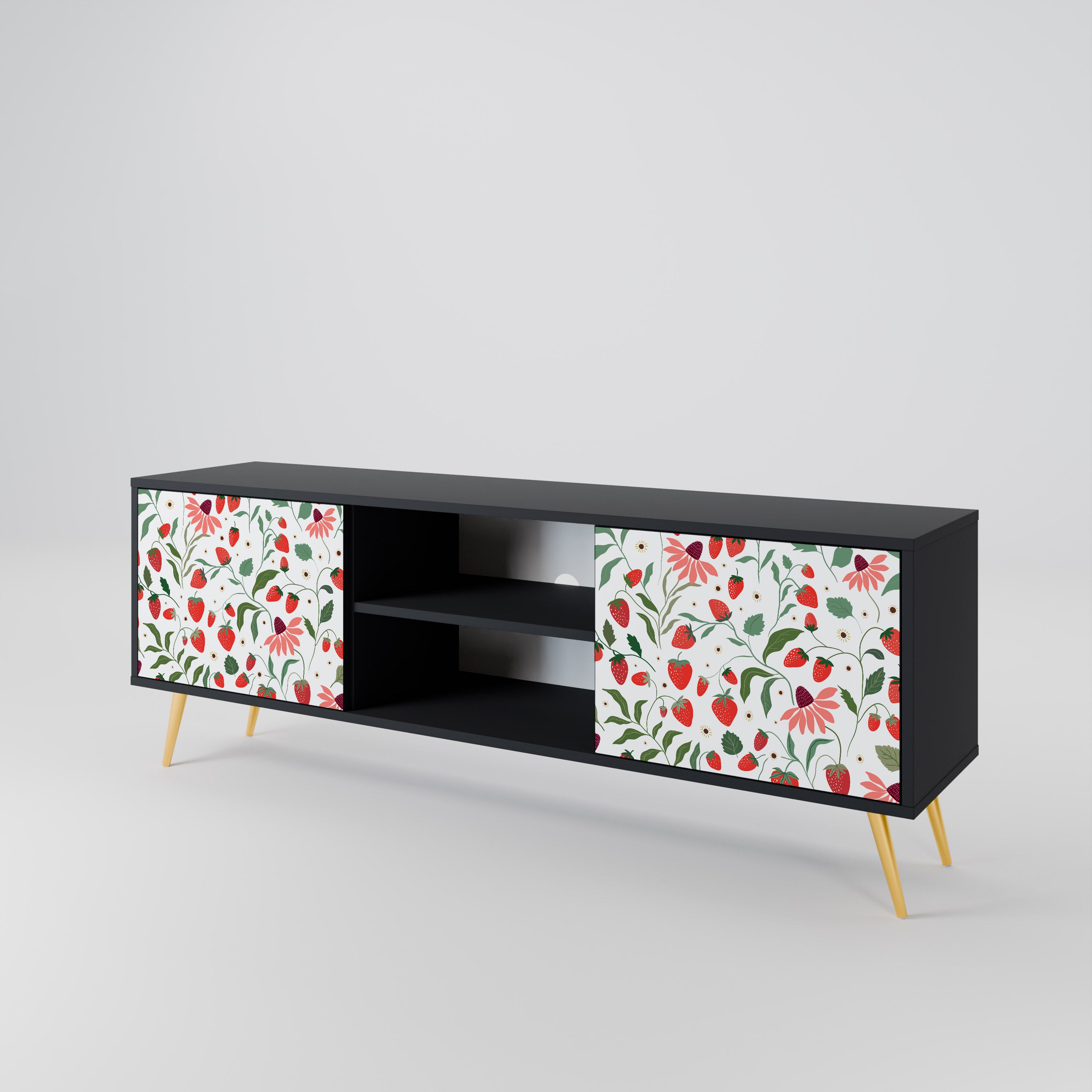 FLOWERS AND STRAWBERRIES 2-Door TV Cabinet