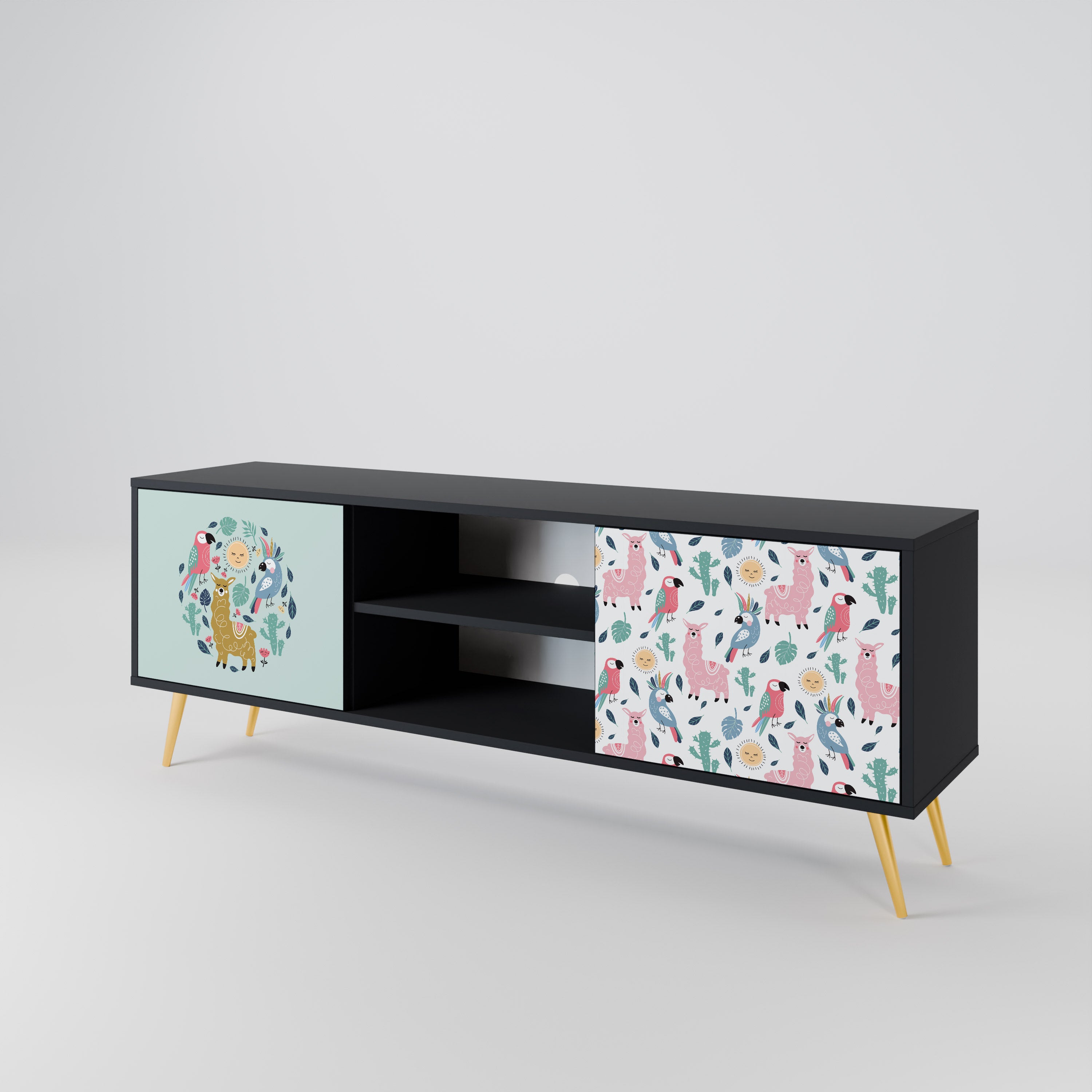 COLORFUL ALPACAS 2-Door TV Cabinet