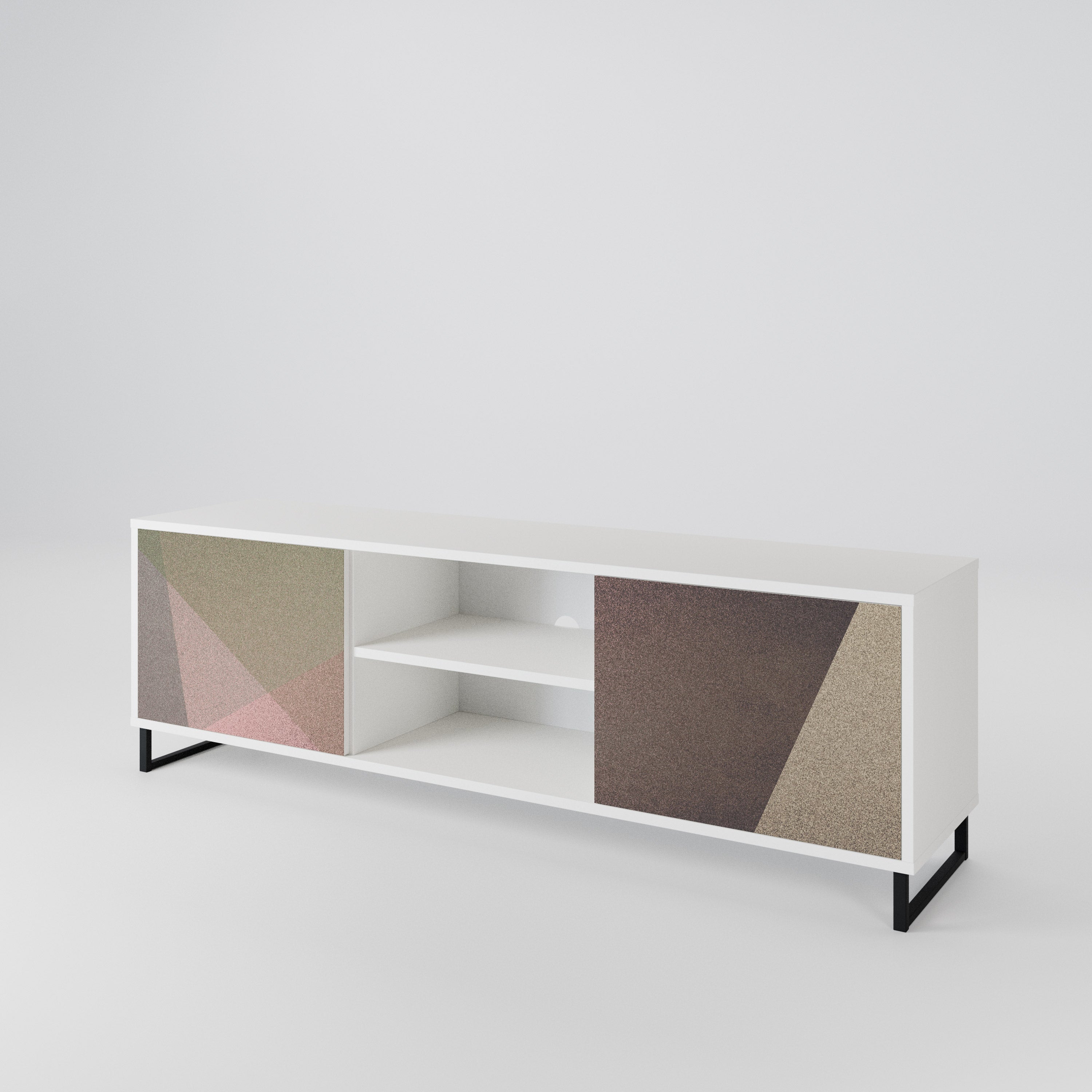 BEIGE GEOMETRY Dvoudveřový TV stolek