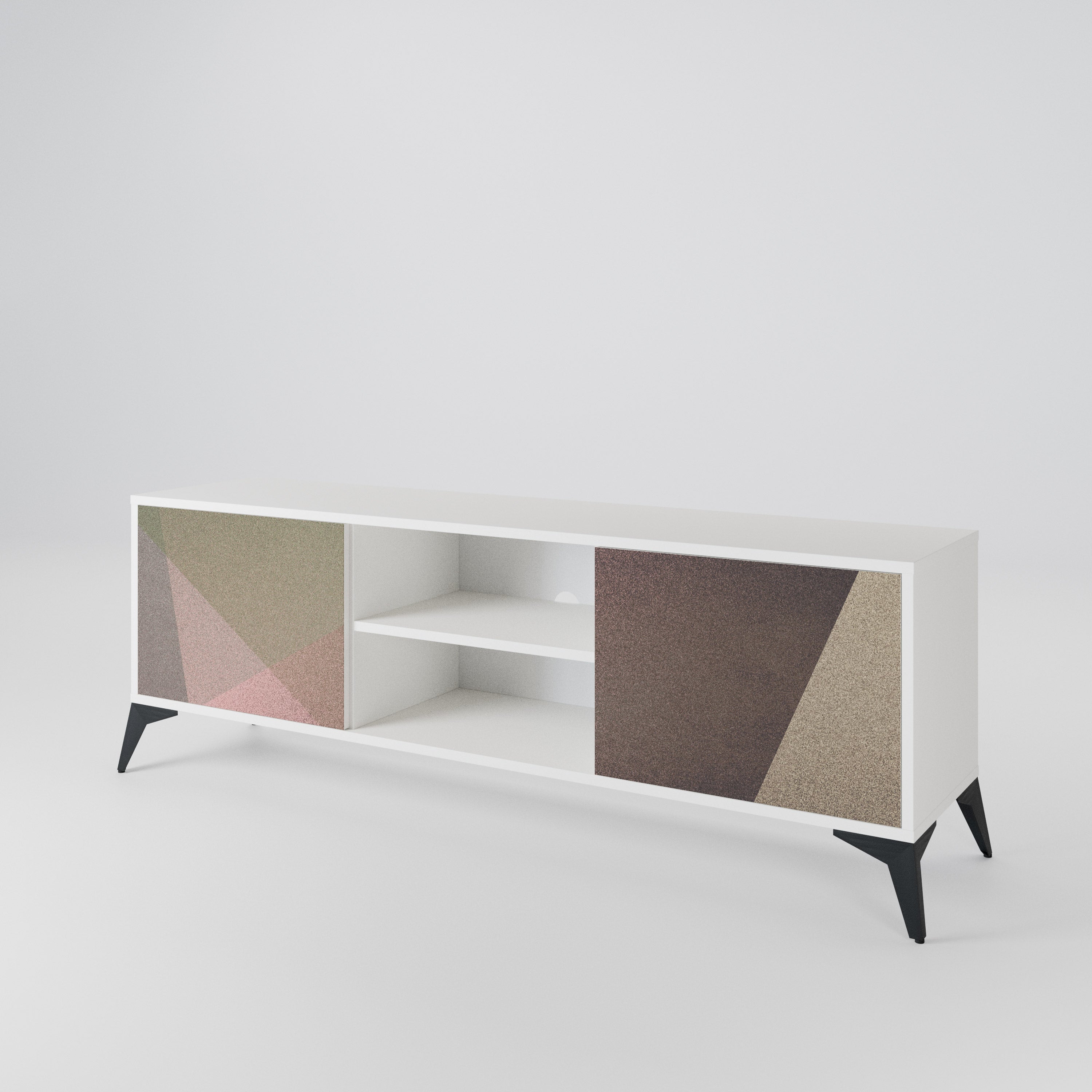 BEIGE GEOMETRY Dvoudveřový TV stolek