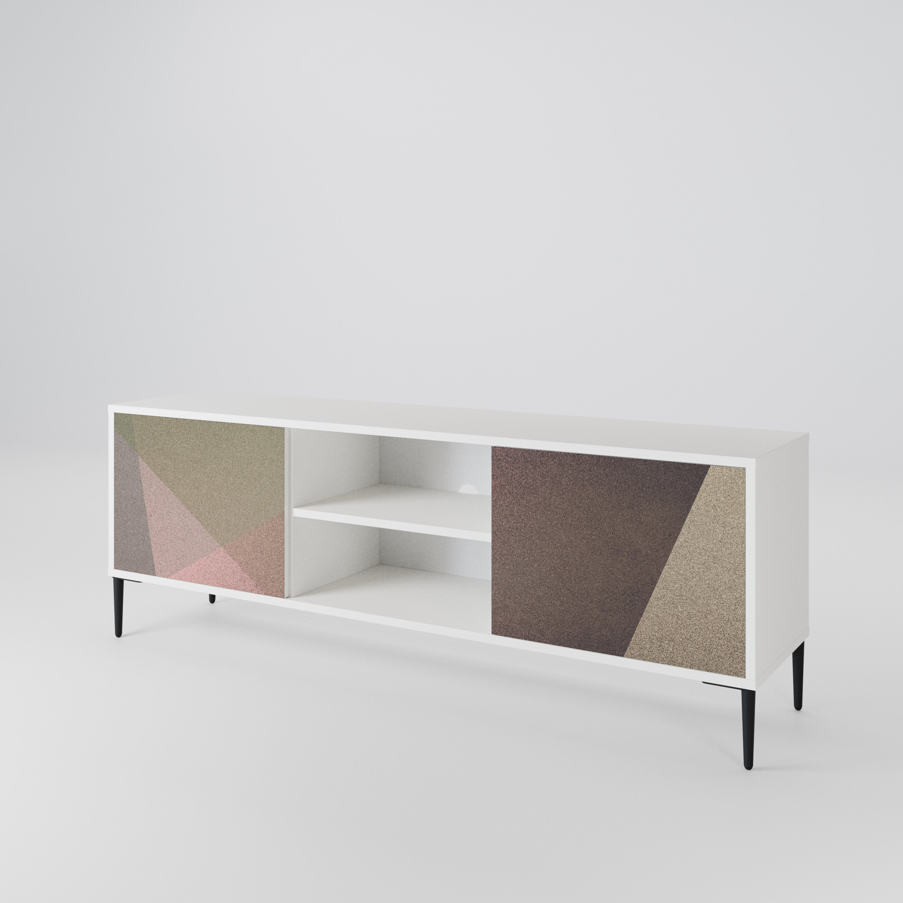 BEIGE GEOMETRY Dvoudveřový TV stolek