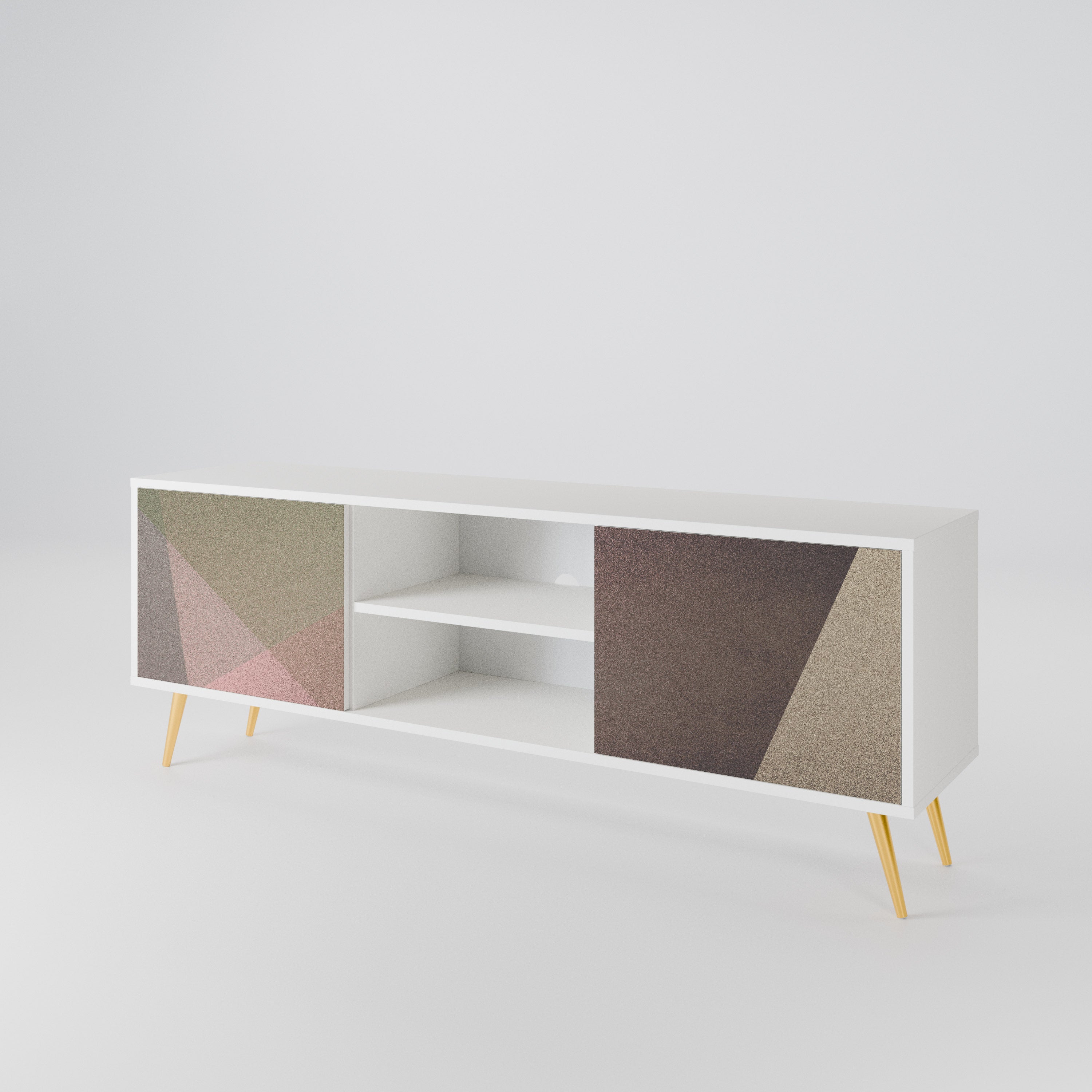 BEIGE GEOMETRY Dvoudveřový TV stolek