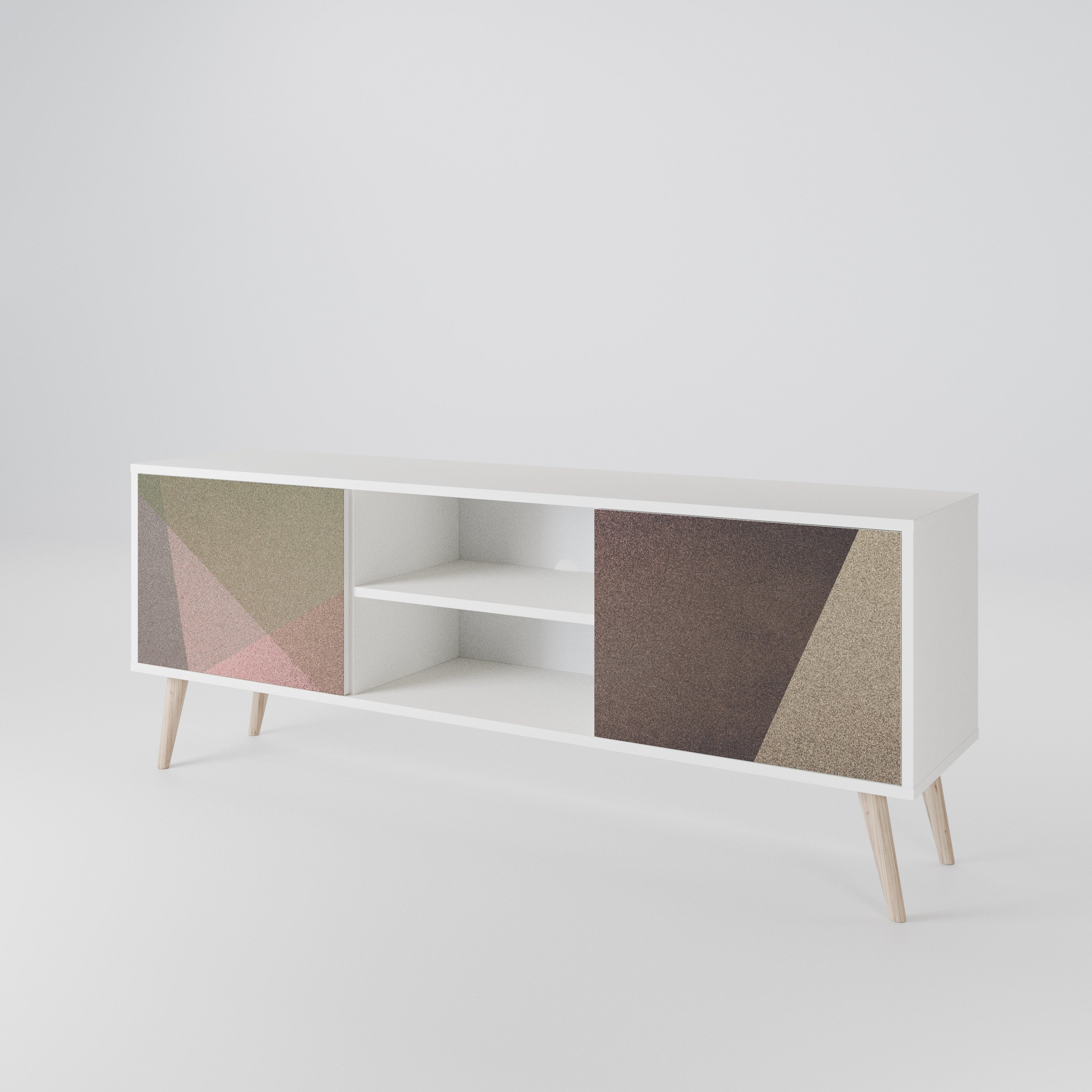 BEIGE GEOMETRY Dvoudveřový TV stolek