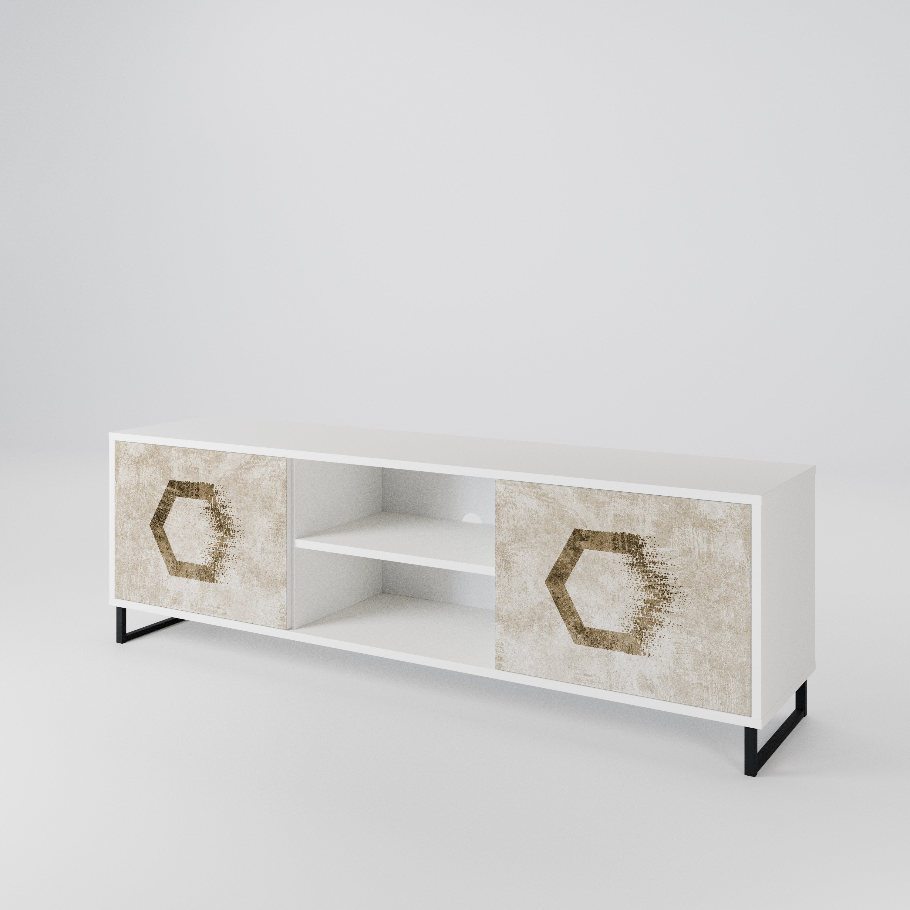 HEXAGONAL SHAPES Dvoudveřový TV stolek