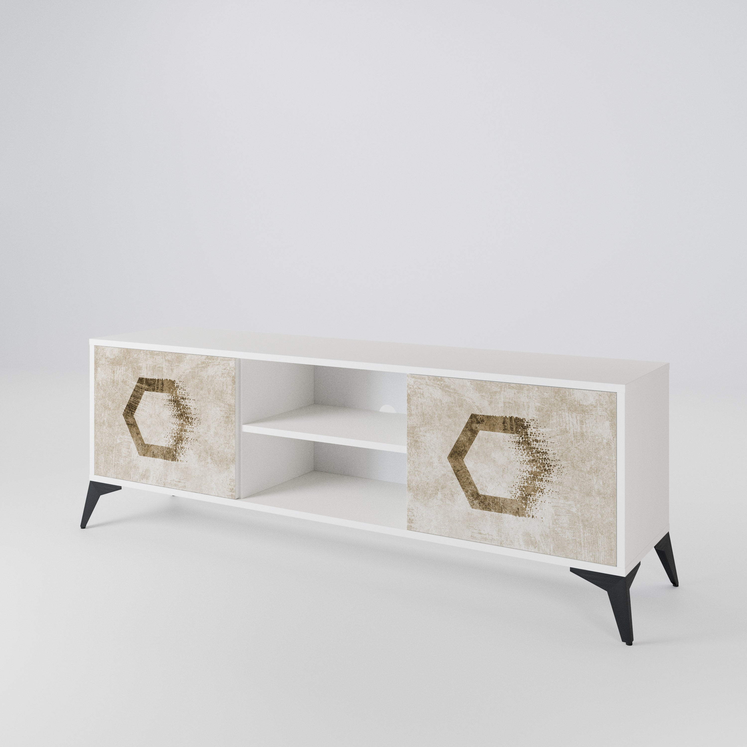 HEXAGONAL SHAPES Dvoudveřový TV stolek
