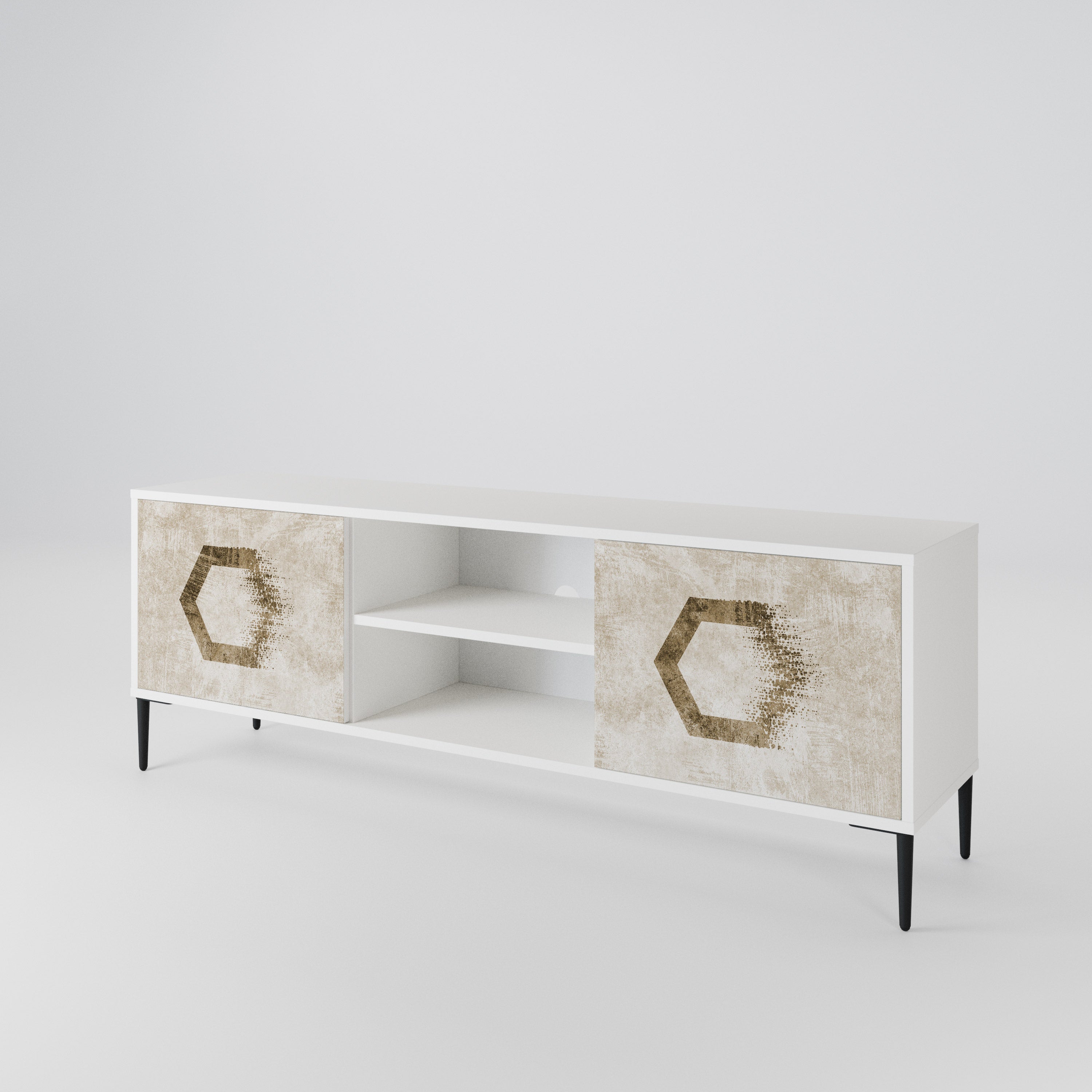 HEXAGONAL SHAPES Dvoudveřový TV stolek