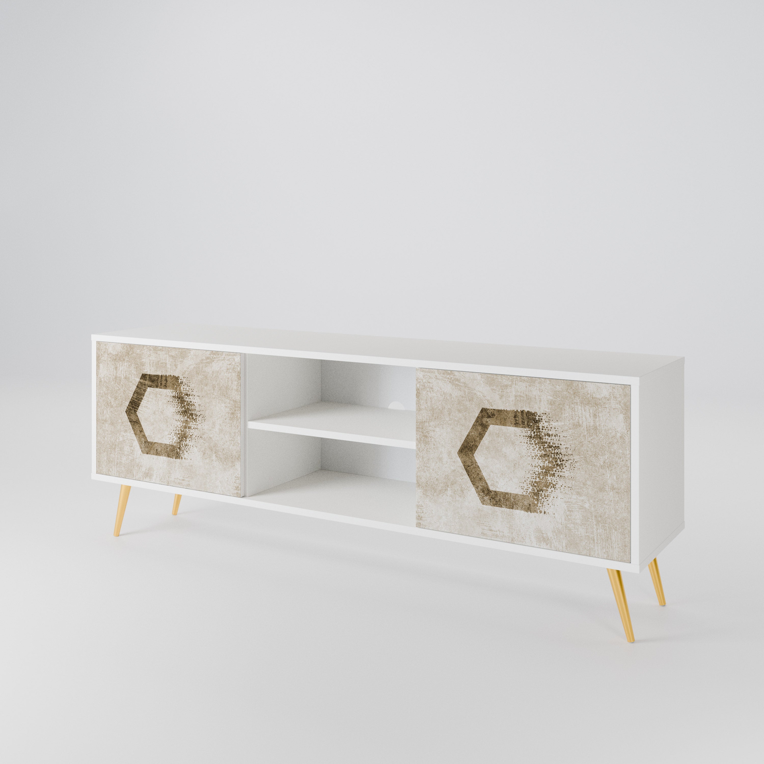 HEXAGONAL SHAPES Dvoudveřový TV stolek